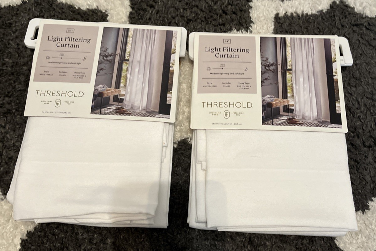Threshold Light Filtering Curtain Panel 54″ x 84″ Lot of 2