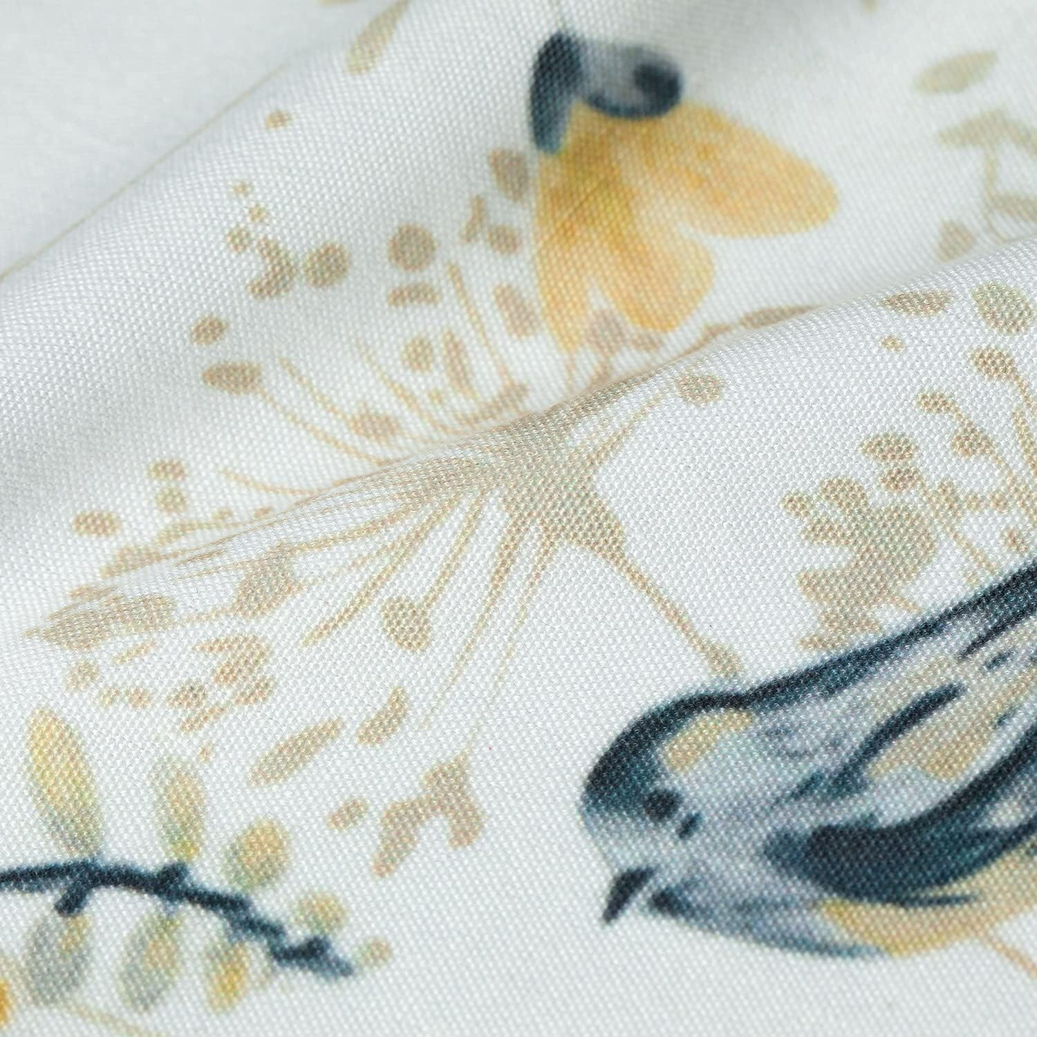 Farmhouse Bird Print Curtains 108″ Long, Grommet Drapes, 2 Panels Set