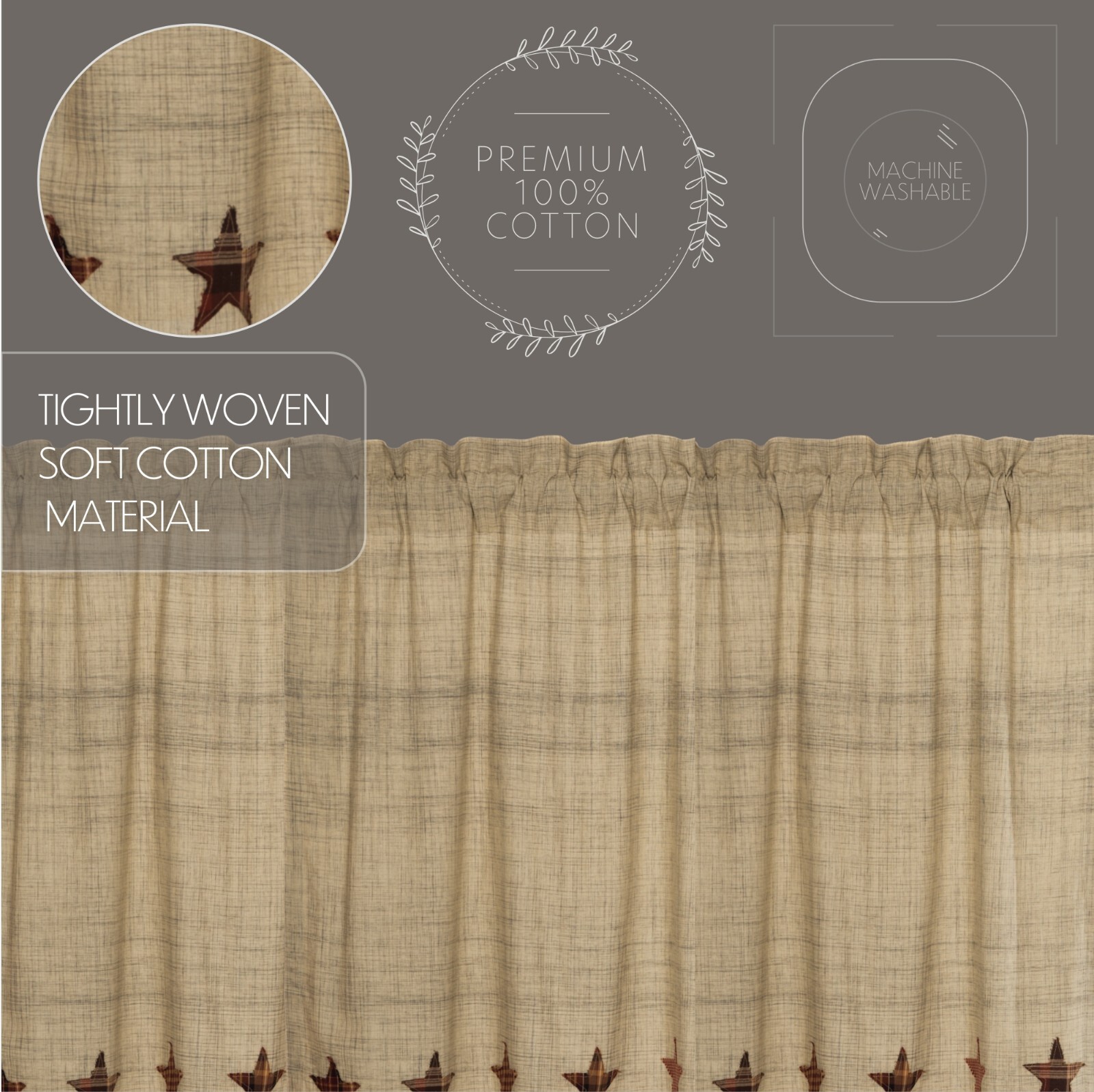 Abilene STAR DOOR PANEL WITH ATTACHED SCALLOPED LAYERED VALANCE 72X40
