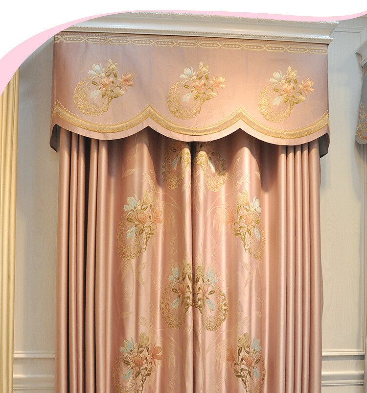 Custom pink high precision jacquard princess cloth curtain valance drape C1547