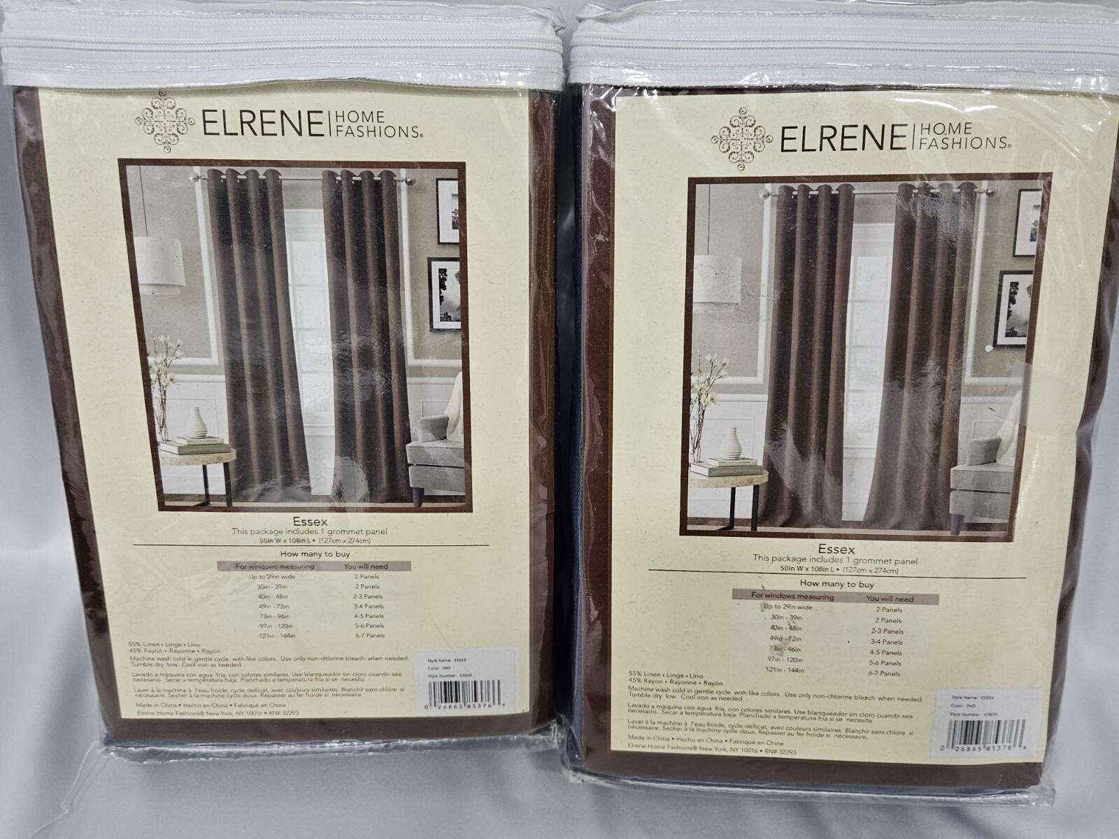 Elrene Essex Grommet Window Curtain Panel BLUE INDIGO 50 x 108 NEW
