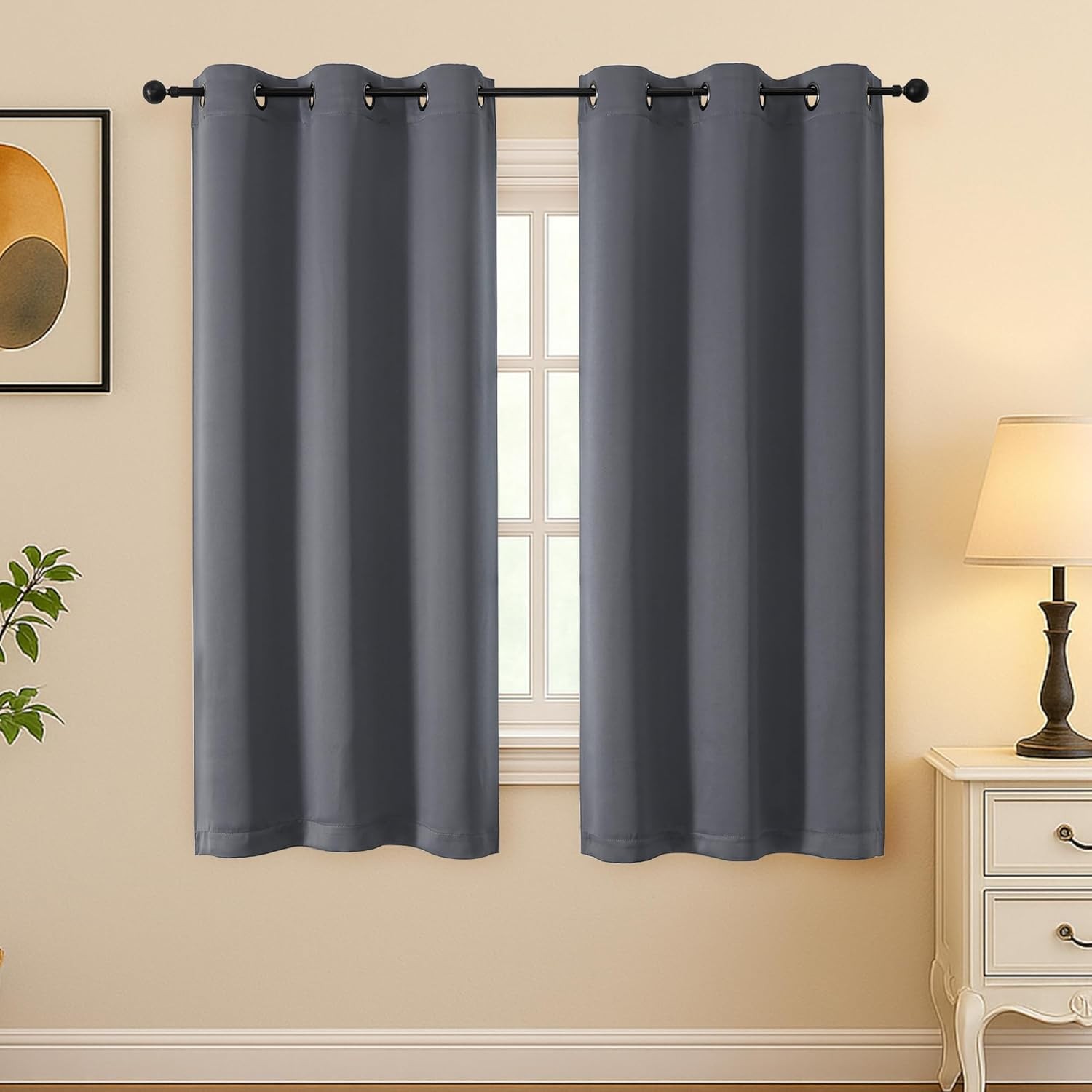 Grommet Blackout Curtains for Bedroom 63 Inch Length 2 Panels Set, Thermal