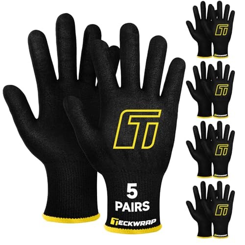 TECKWRAP Vinyl Wrap Gloves for Car Wrapping & Black * 5 Pairs (10 Gloves)