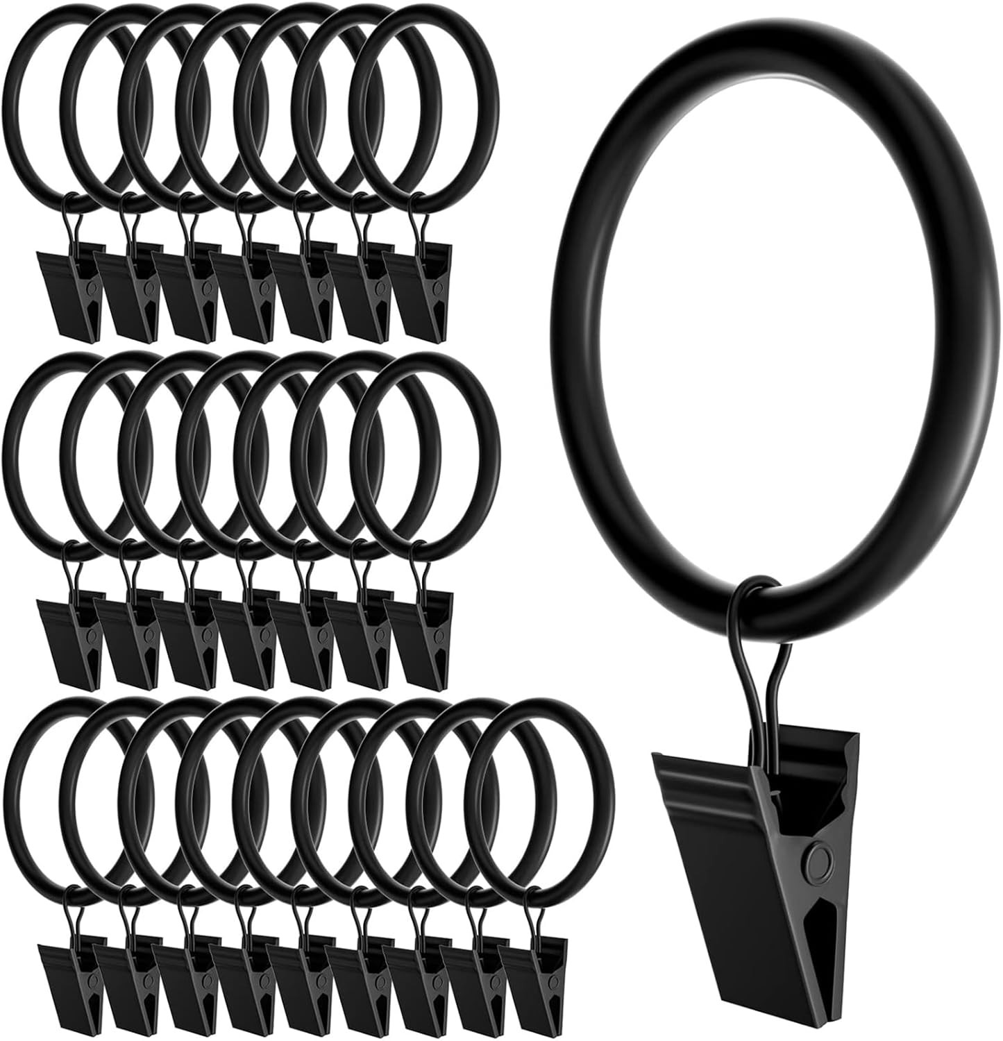 44 Pack Gold Curtain Rings W/ Clips Curtain Clip Rings Hooks Bedroom Bathroom