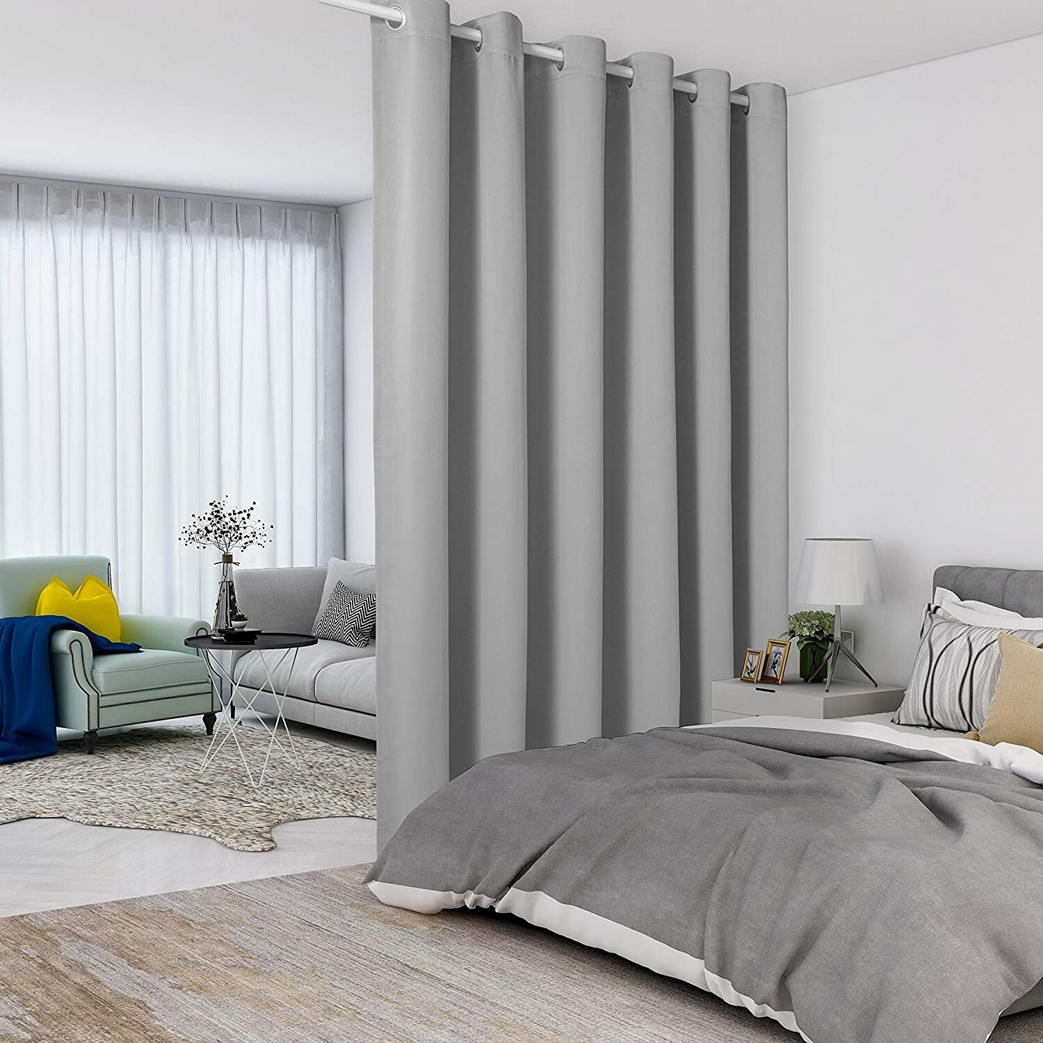 LORDTEX Thermal Insulated Blackout Curtain Fabric Window Panel 100″ by 84″ GREY