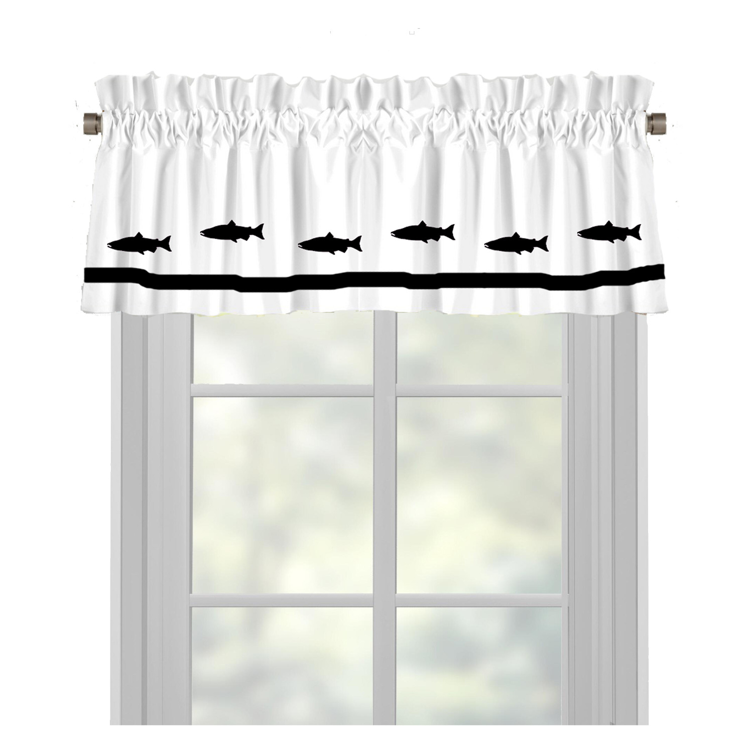 Salmon Fish Window Valance Curtain Your Choice of Colors