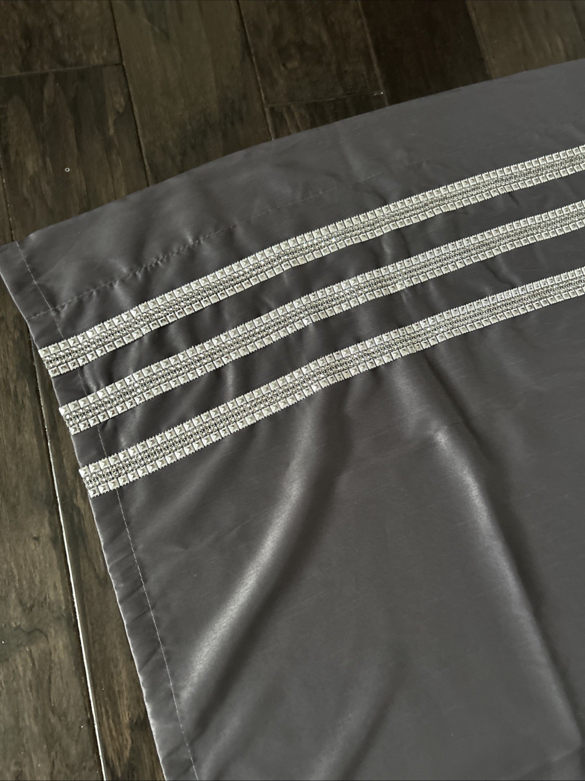 Beautiful gray curtain panel with holographic sequin trim 95×54