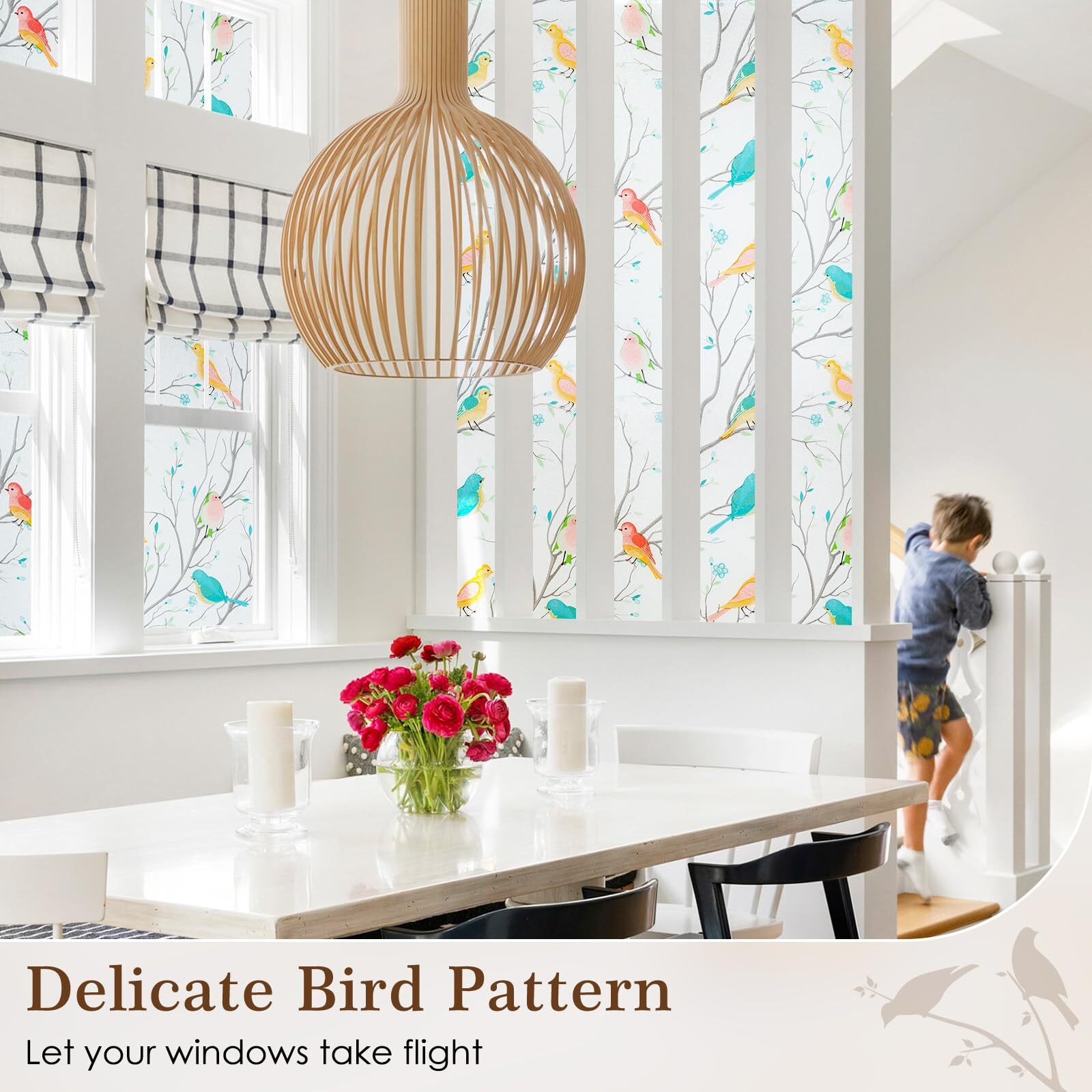 rabbitgoo Window Privacy Film Frosted Glass Static Cling Bird Stick UV Blocking