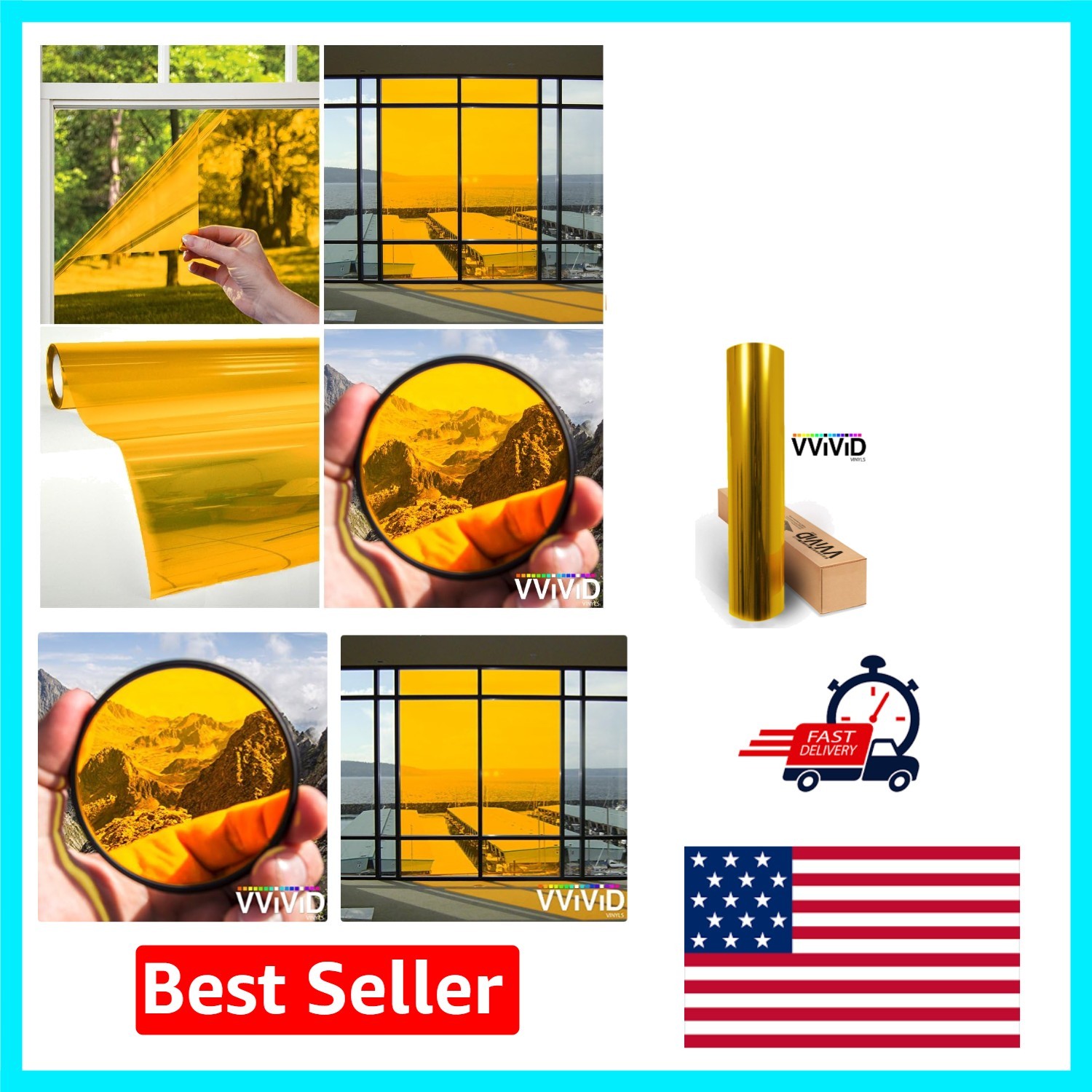 Yellow Transparent Vinyl Window Tint Sheets 1.49ft x 5ft – UV Ray Protection