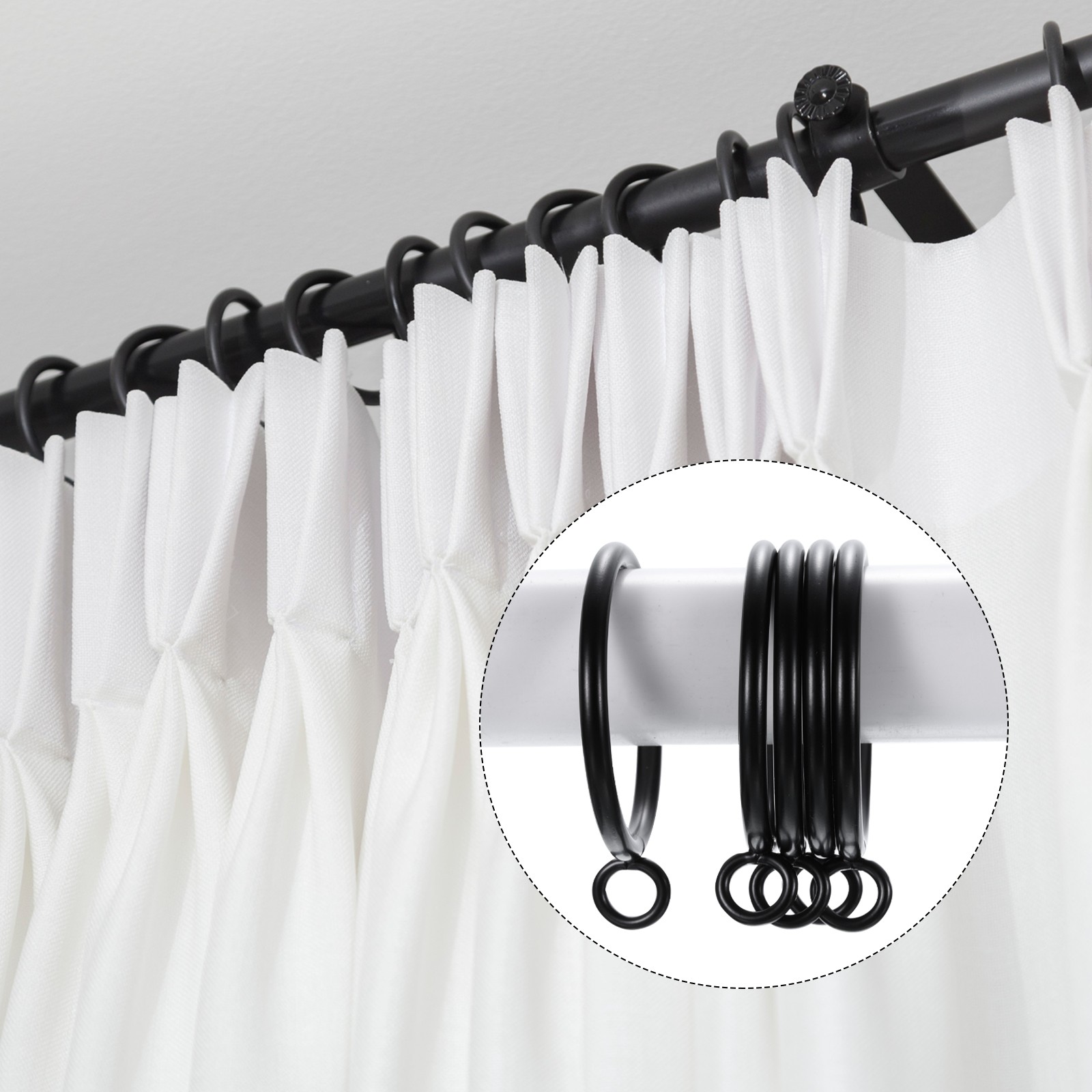 28Pack Openable Curtain Rings Metal Eyelet 2.5 Inch