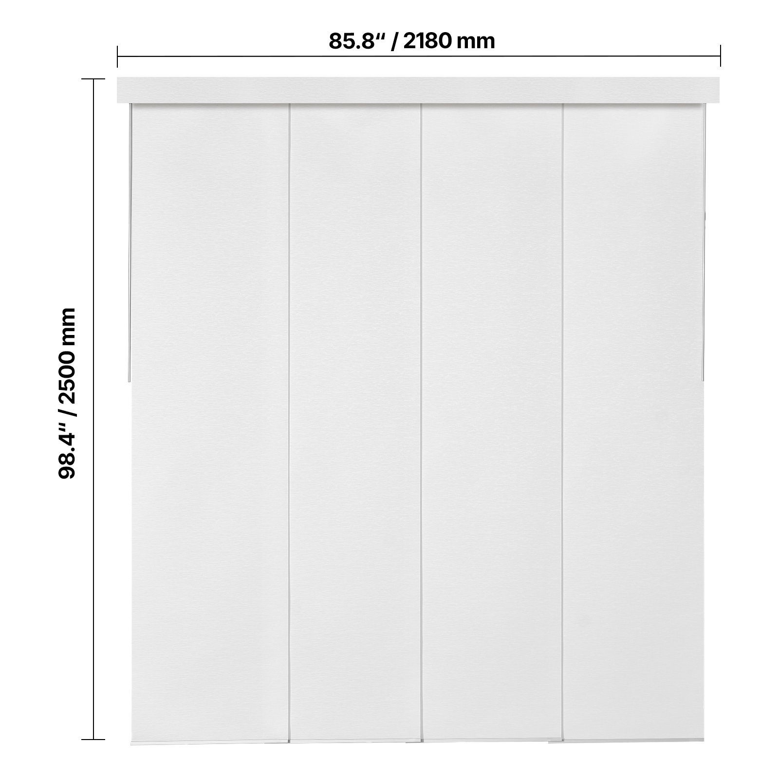 White Adjustable Vertical Panel Blinds for Sliding Doors, 45.8 – 86 in