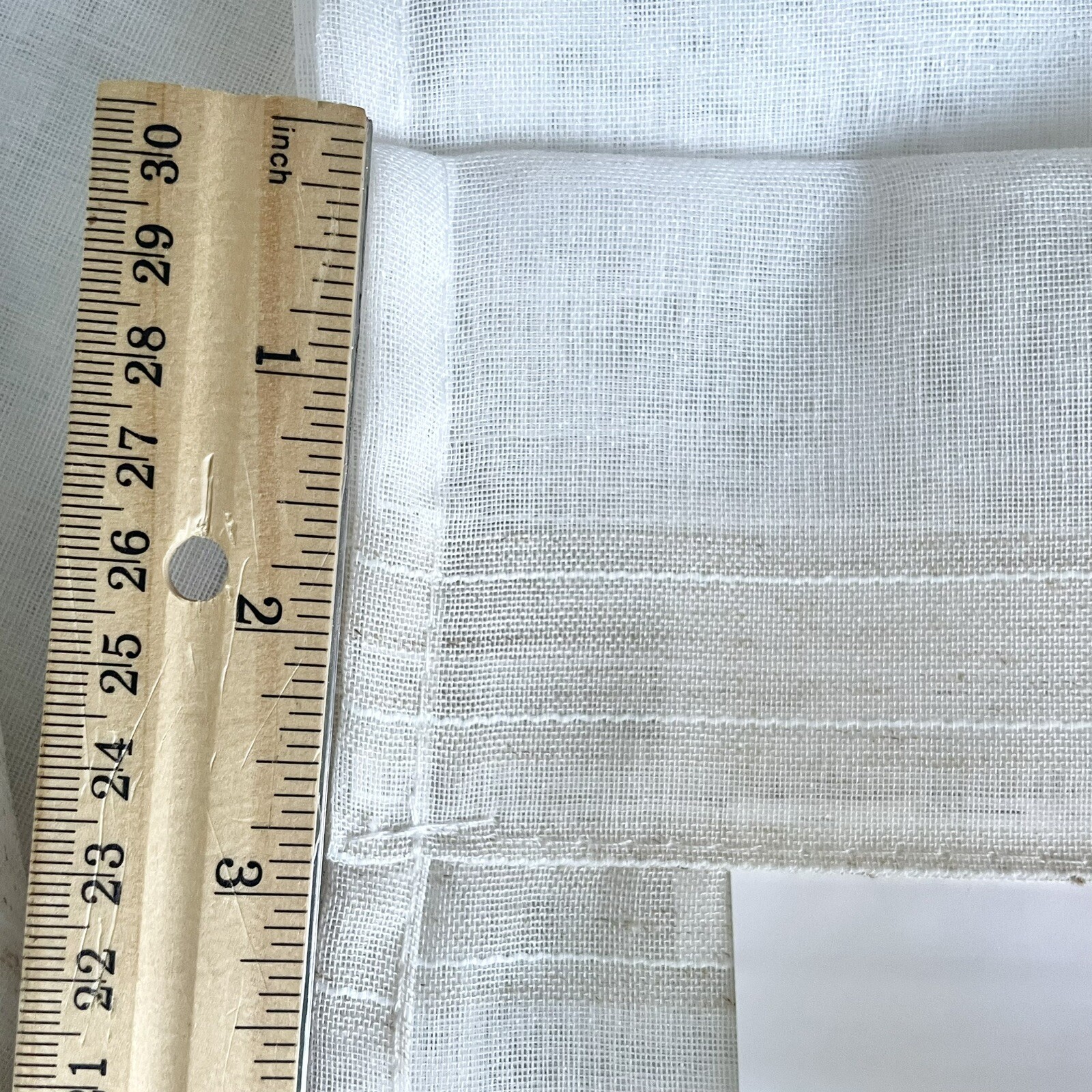 Laura Ashley Window Curtains 4 Panels Beige 38 x 96 Striped Sheer Pole Top NEW