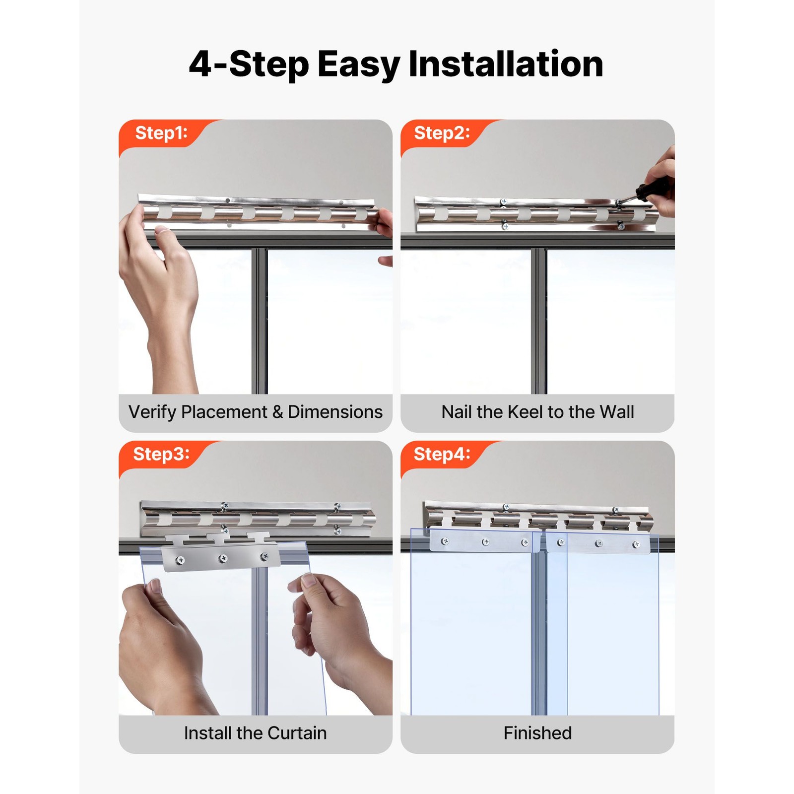 Clear PVC Strip Curtain 80in x 36in, 0.08in Thick, 6-Piece for Freezer & Garage