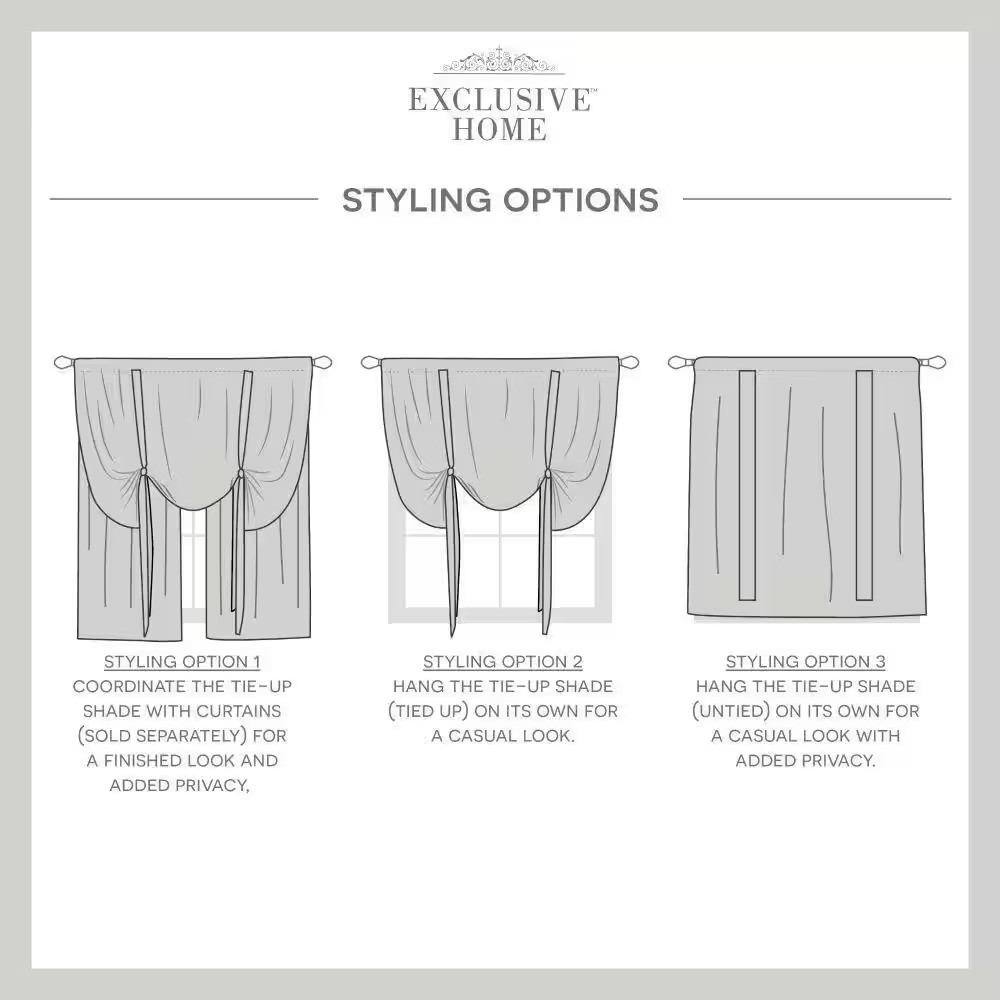 Loha Natural Solid Light Filtering 3″ Rod Pocket Tie up Shade, 54 In. W X 63 In.