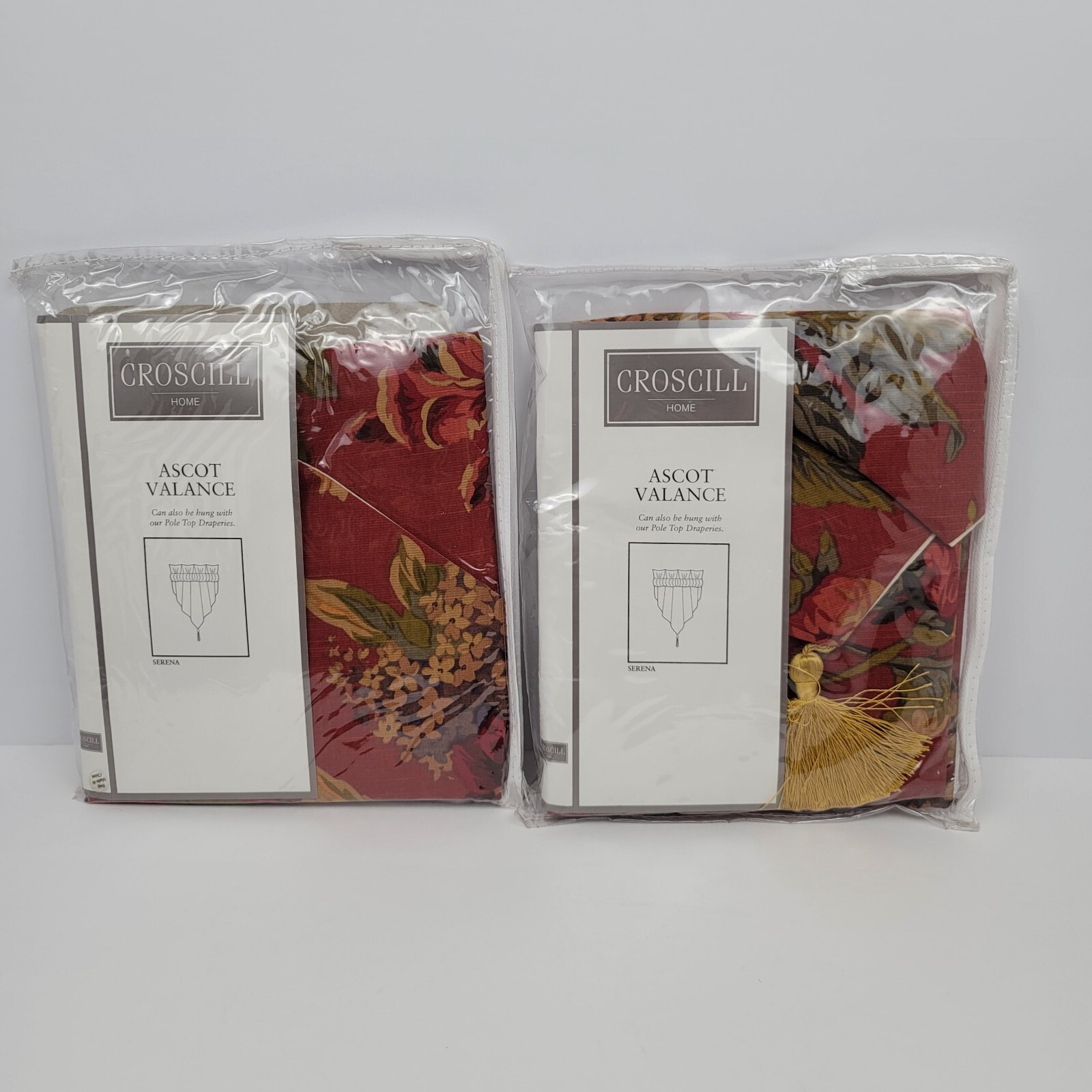 Ascot Valances Crosscill Home Decor 25×40 Serena 5855 Crimson Olive Floral Gold