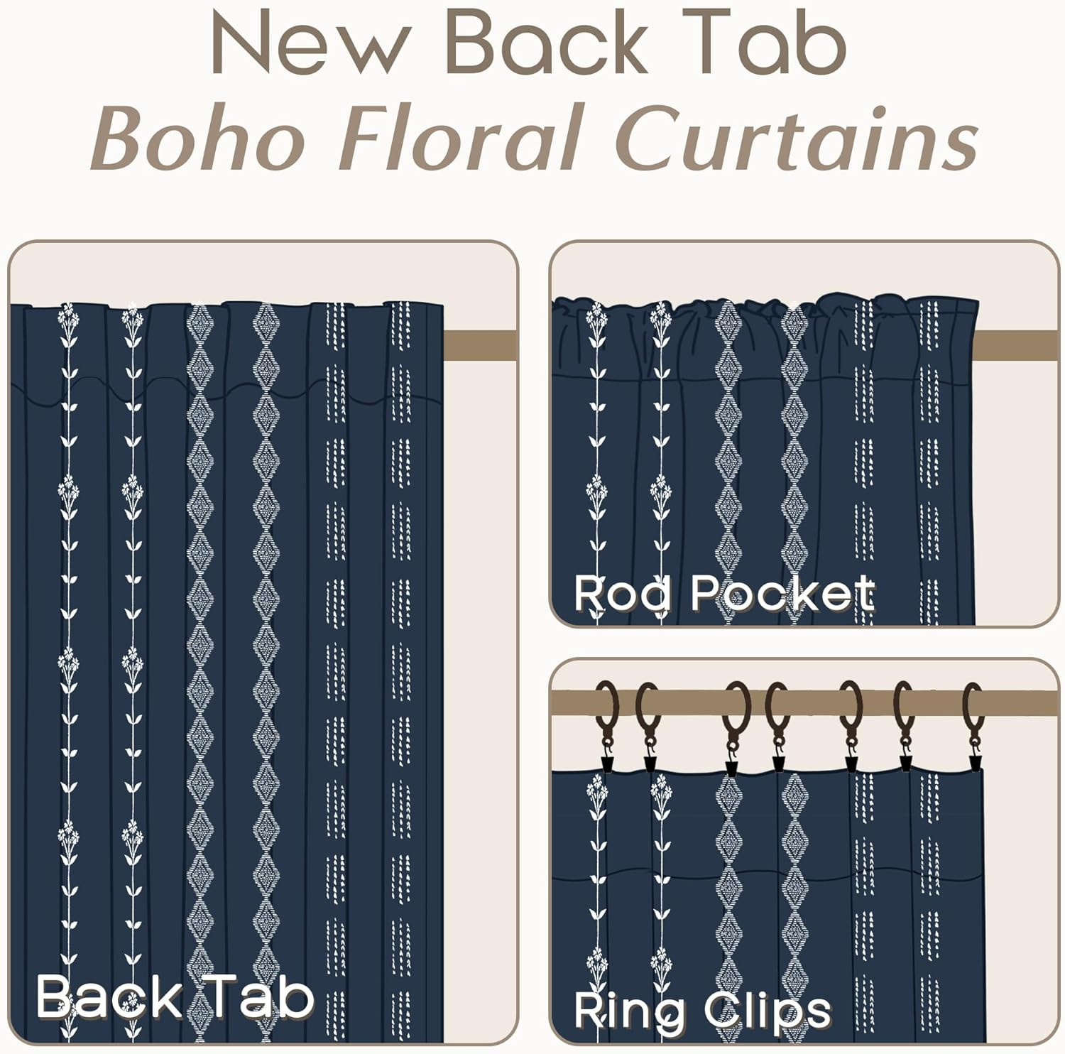 Stylish New Boho Back Tab Curtains for Chic Home Decor