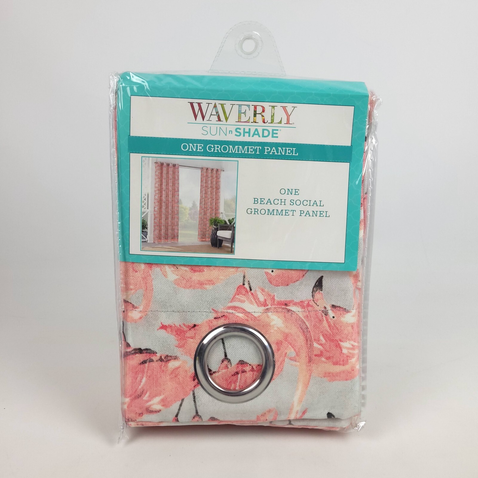 Waverly Sun n Shade Curtain Panel Flamingo One Grommet Panel 52″ x 84″ One Panel