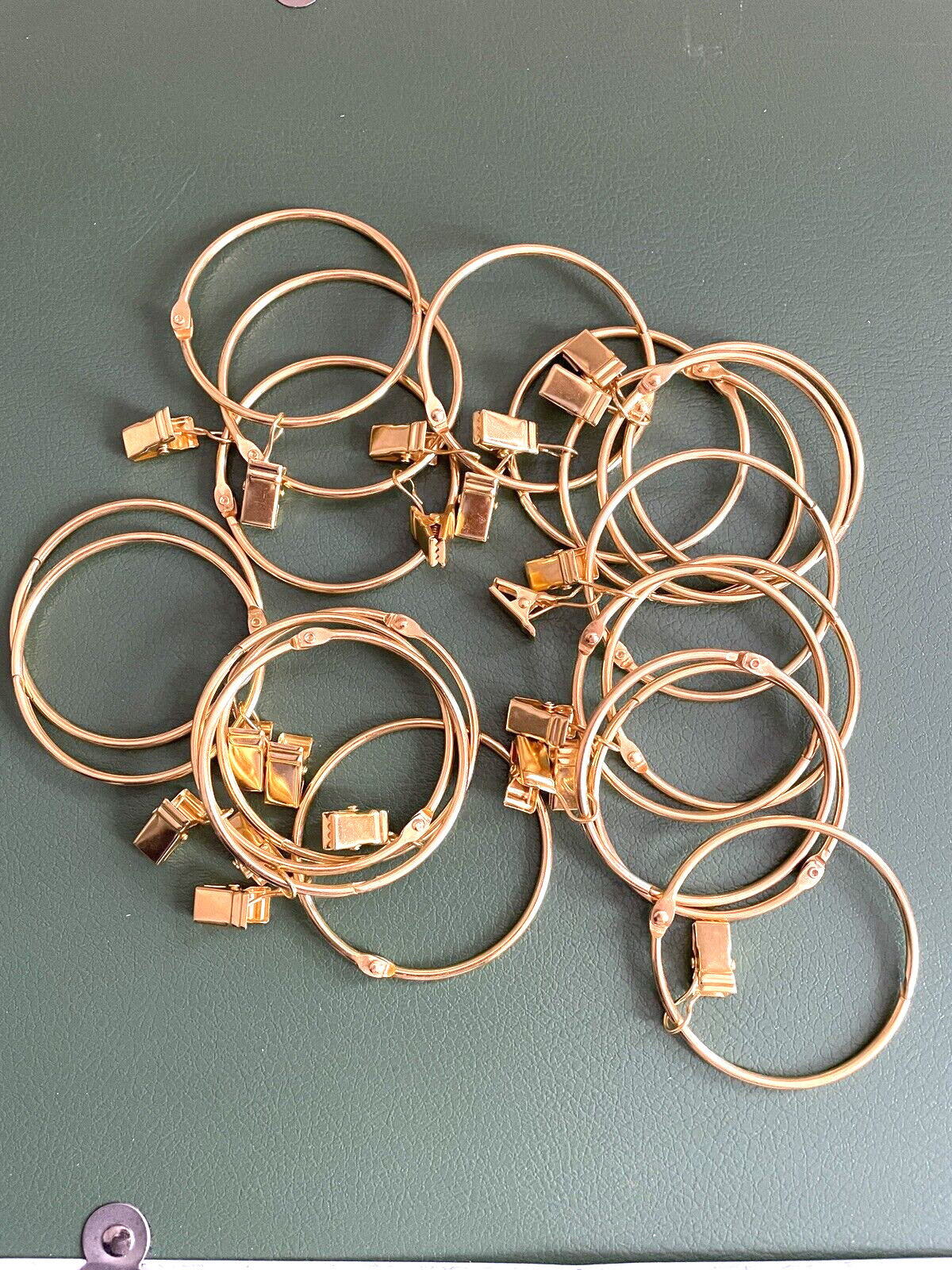 2.5 in Openable Curtain Rings with Clips 20 PC Pack Metal Bright Gold NEW