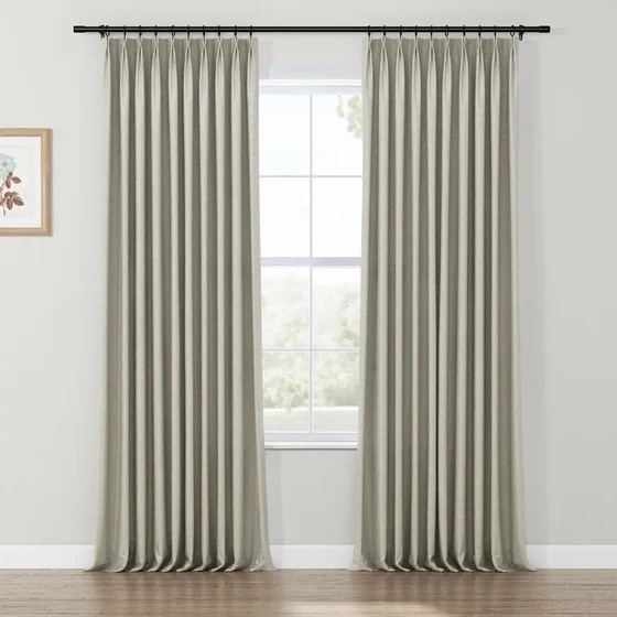 TWOPAGES Herringbone Drape Pleated Curtains (2) 52Wx90”L Beige Unlined NEW