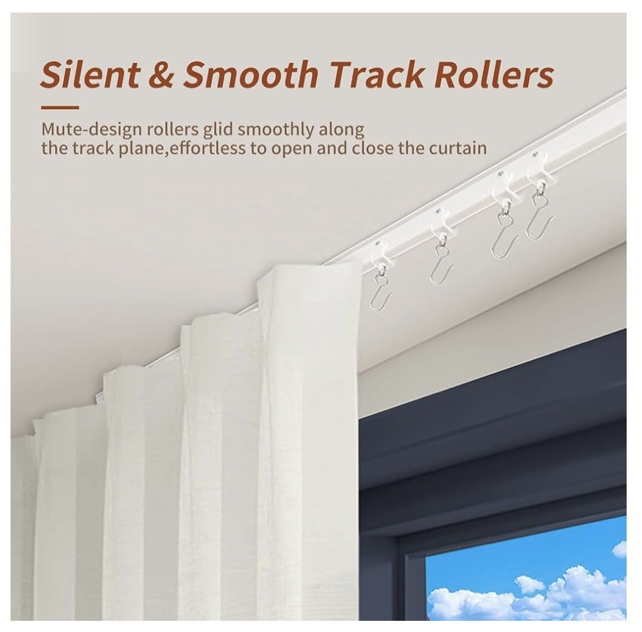 Flexible Bendable Ceiling Curtain Track, 9.8ft (3m) Curved, PVC, Metal