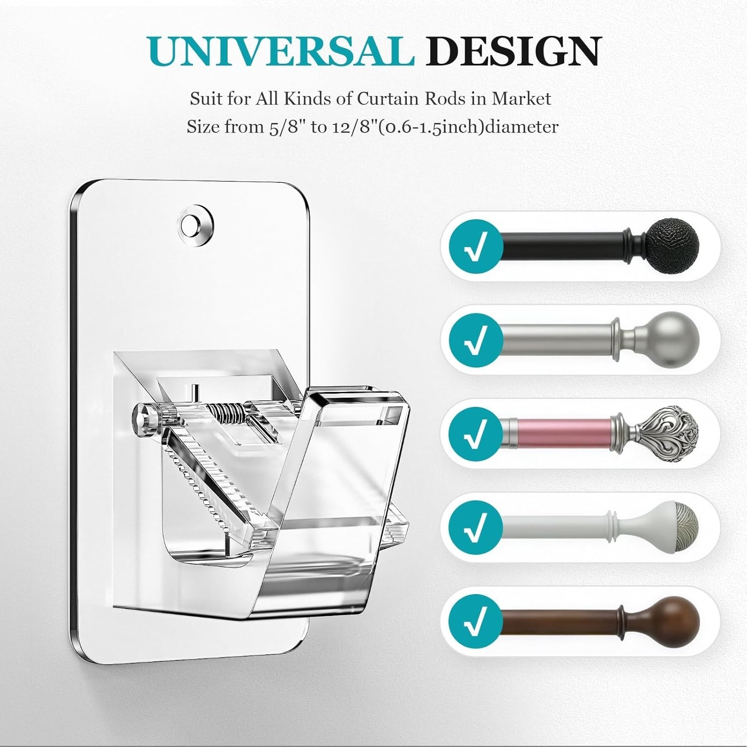 Heavy Duty No Drill Rod Hooks – Holders for Bathroom Bedroom