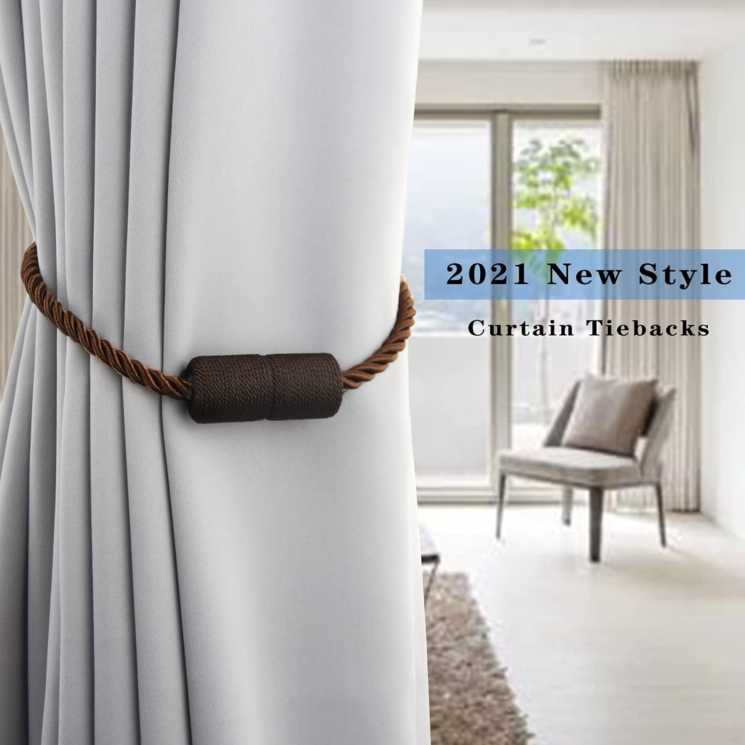 Pack Strong Magnetic Curtain Tiebacks Outdoor Elegant Decorative Tie 2 Coffee