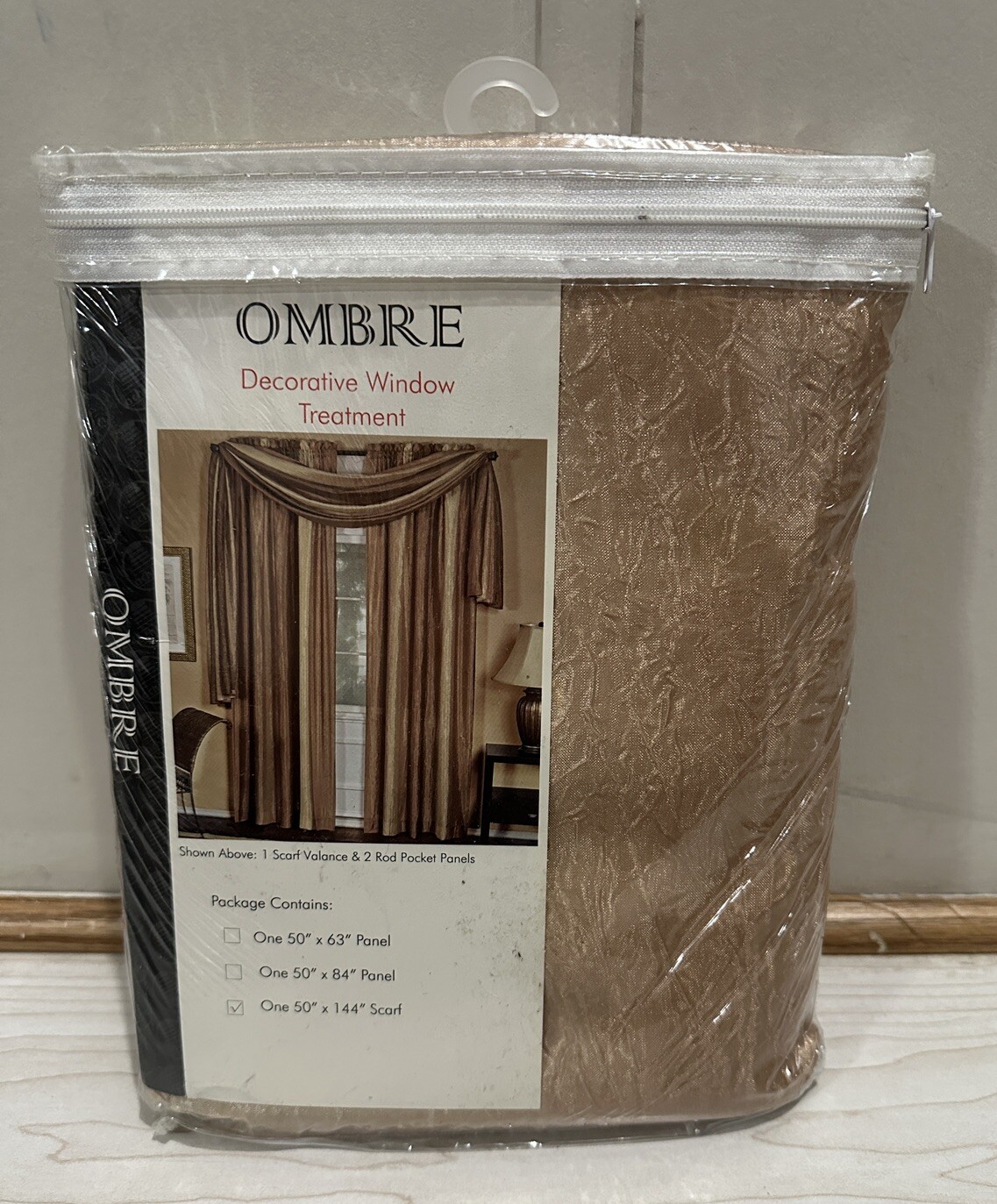 ACHIM Ombre Decorative Window Treatment Scarf – Sandstone – 50 in x 144 in