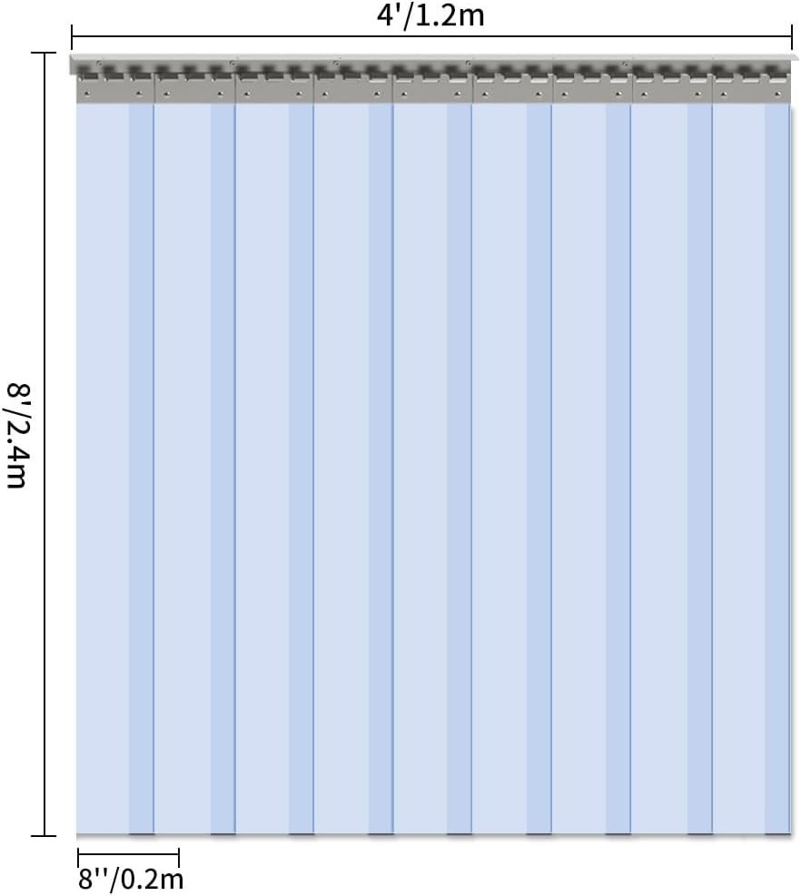 9PCS Eco-Friendly Clear PVC Strip Curtain, 96″ x 48″ for Stylish Indoor Privacy