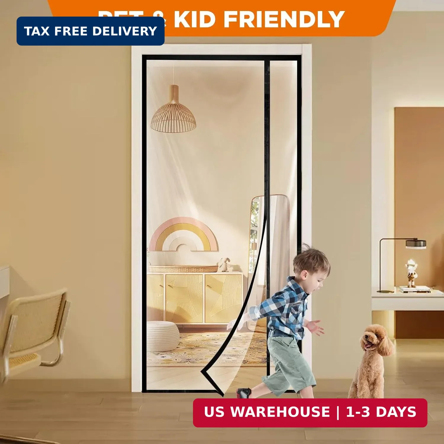 Transparent Thermal Insulated Door Curtain, Reversible Left or Right Side Openin