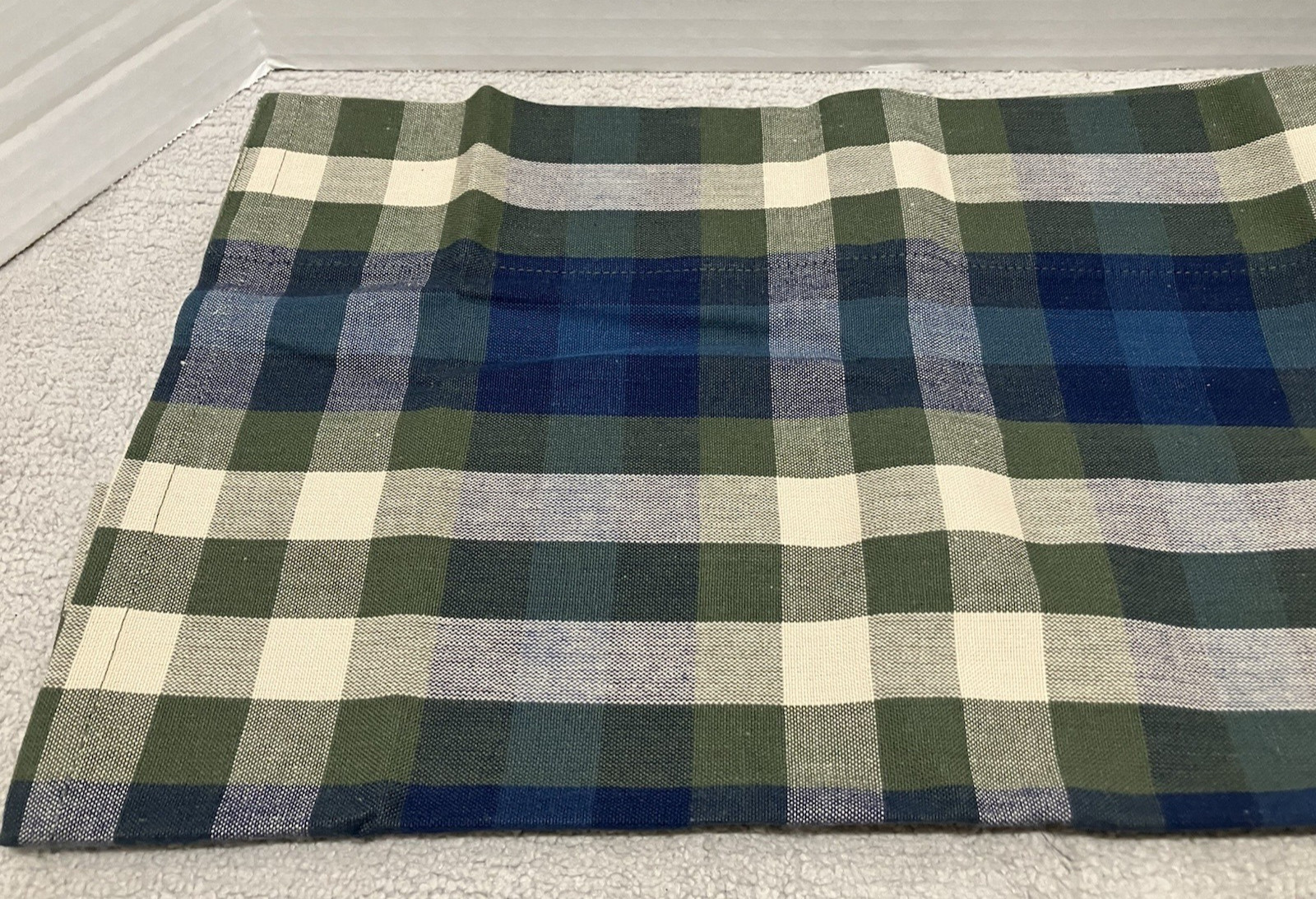 JCPenney Home Valance Bradley Stripe Plaid Valance Woven Cotton Blue Olive Green