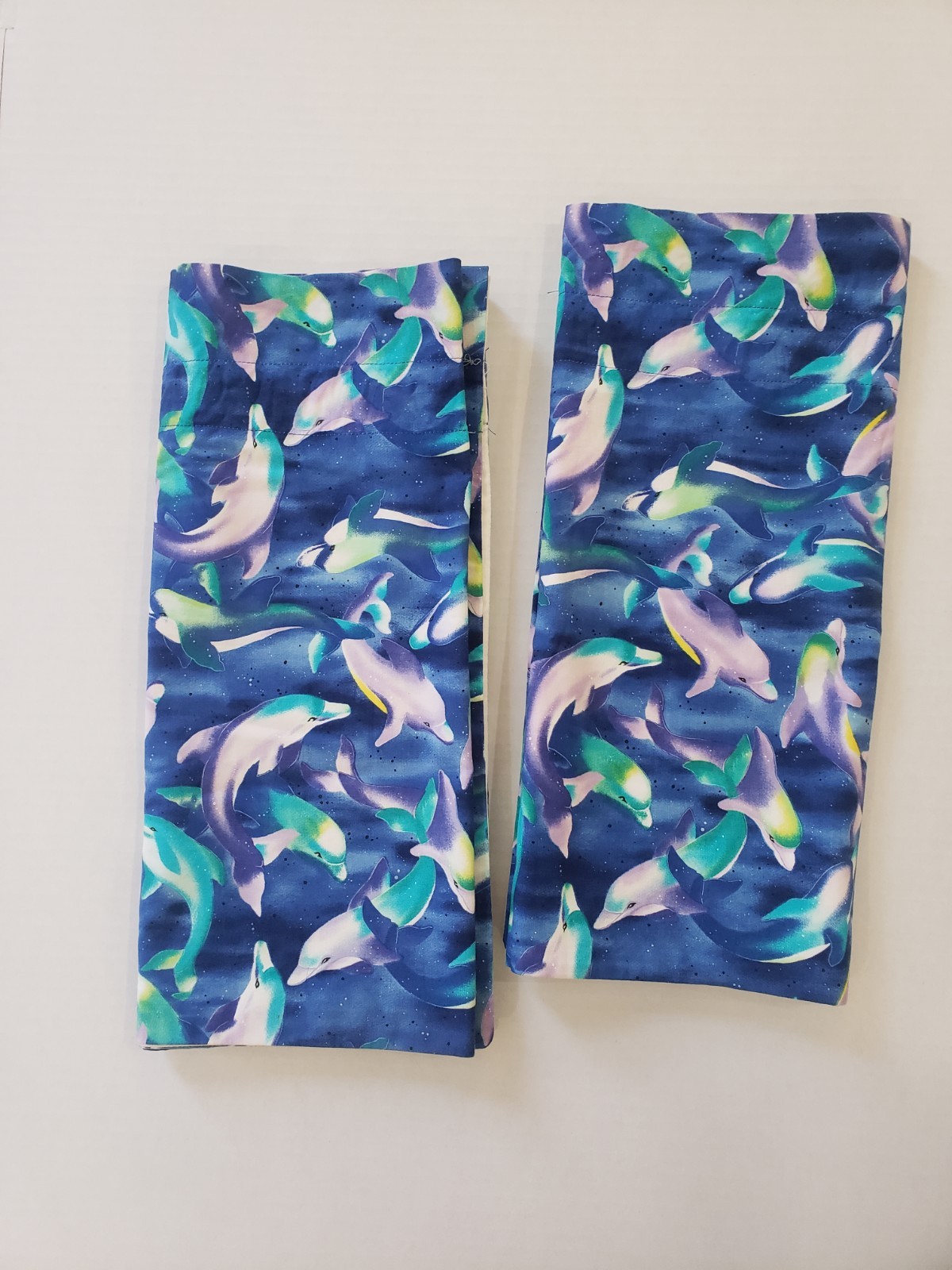 2 Vintage 1990’s Dolphin Window Valances 58.5×16″ Tropical Handmade Blue Purple