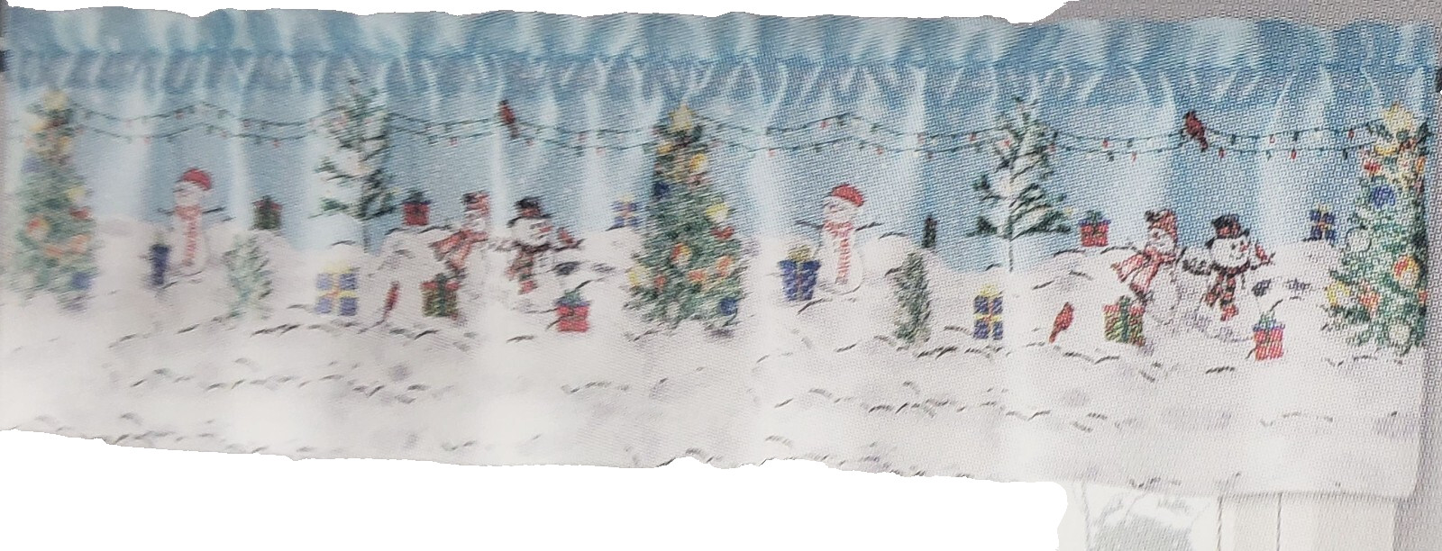 1 Fabric Printed Kitchen Valance(54×14″)CHRISTMAS,SNOWMEN,HOLIDAY WONDERLAND,Lic