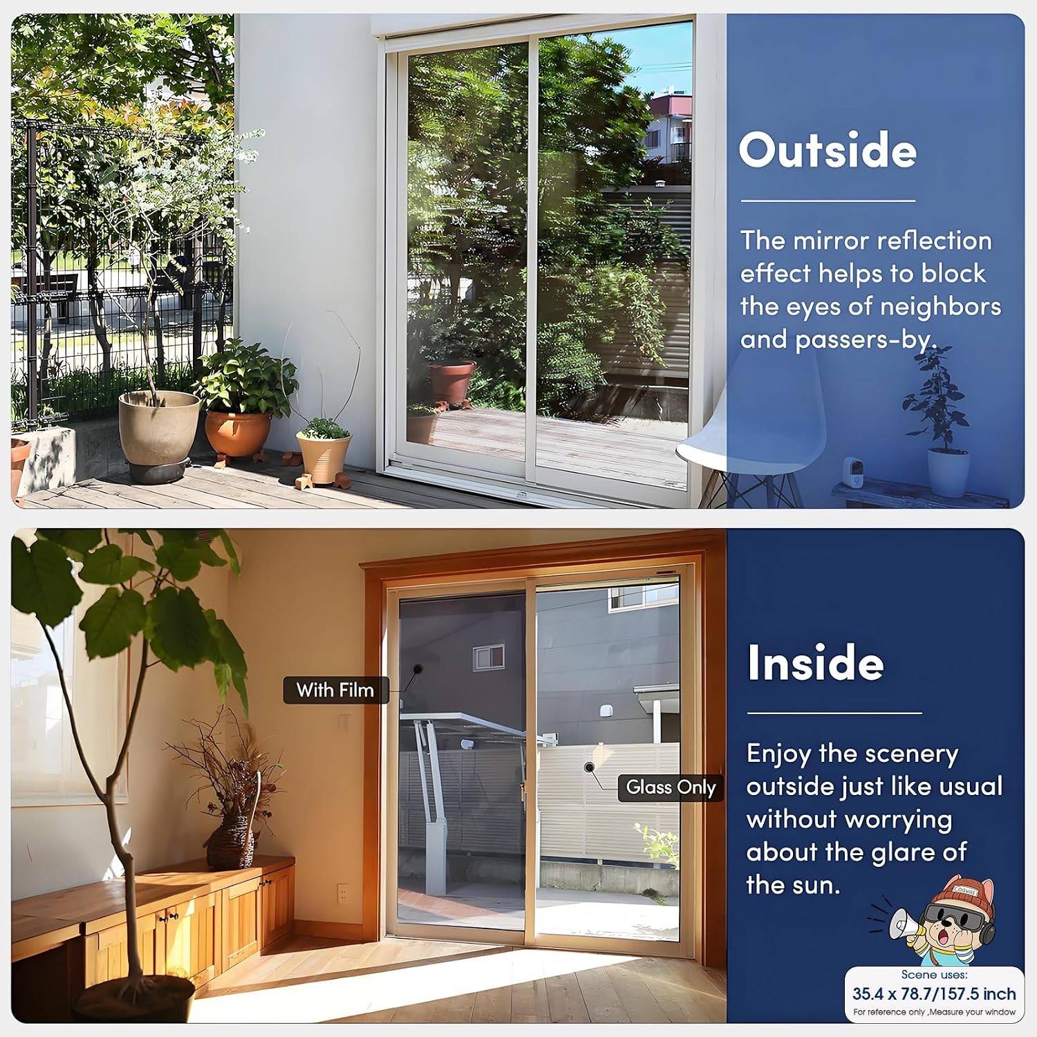 Heat Control Window Tint for Home, Sun Blocking Reflective Window Film See