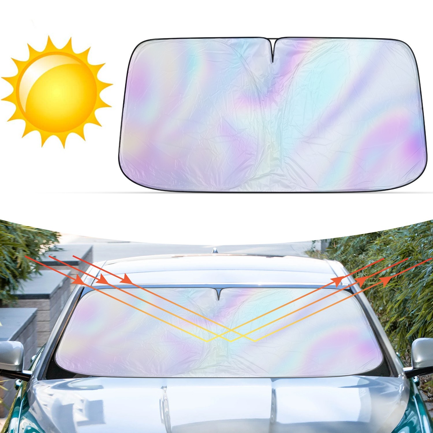 Universal Foldable Car Windshield Sun Shade | Heat Shield&UV Blocker | Most Cars