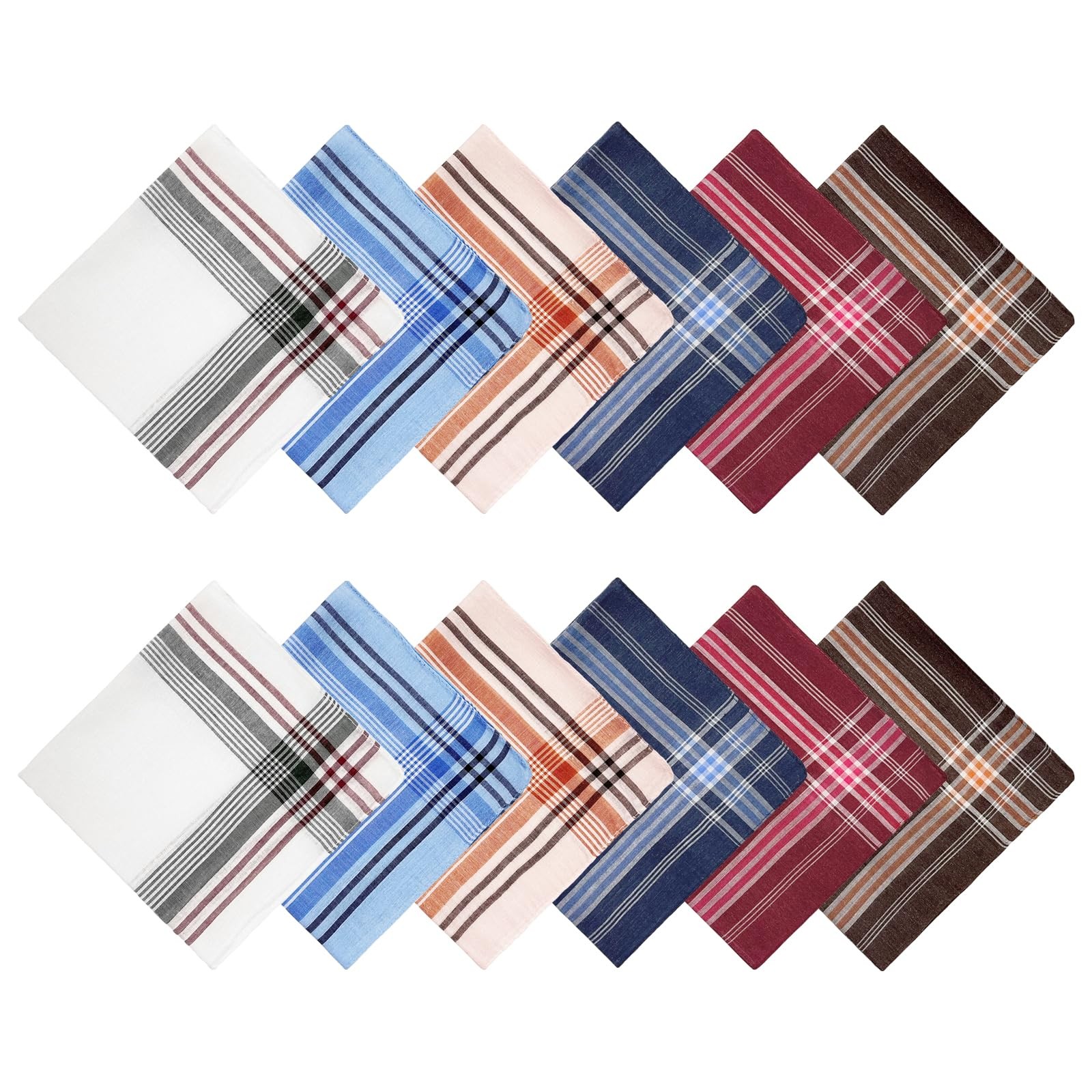 ZGZUN 12 Pack Men’s Handkerchiefs Classic 14.17*14.17 inch, 6 Color