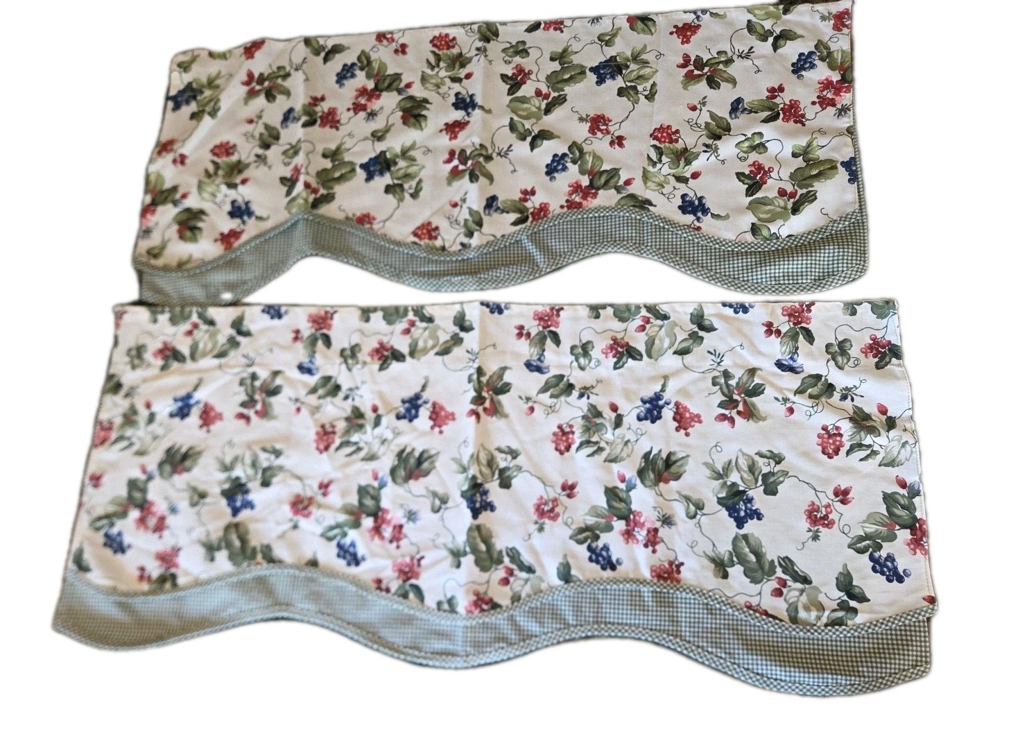 3 WAVERLY ORCHARD TRAIL SCALLOPED VALANCE BERRIES 110×18,17×39 FARMHOUSE COTTAGE