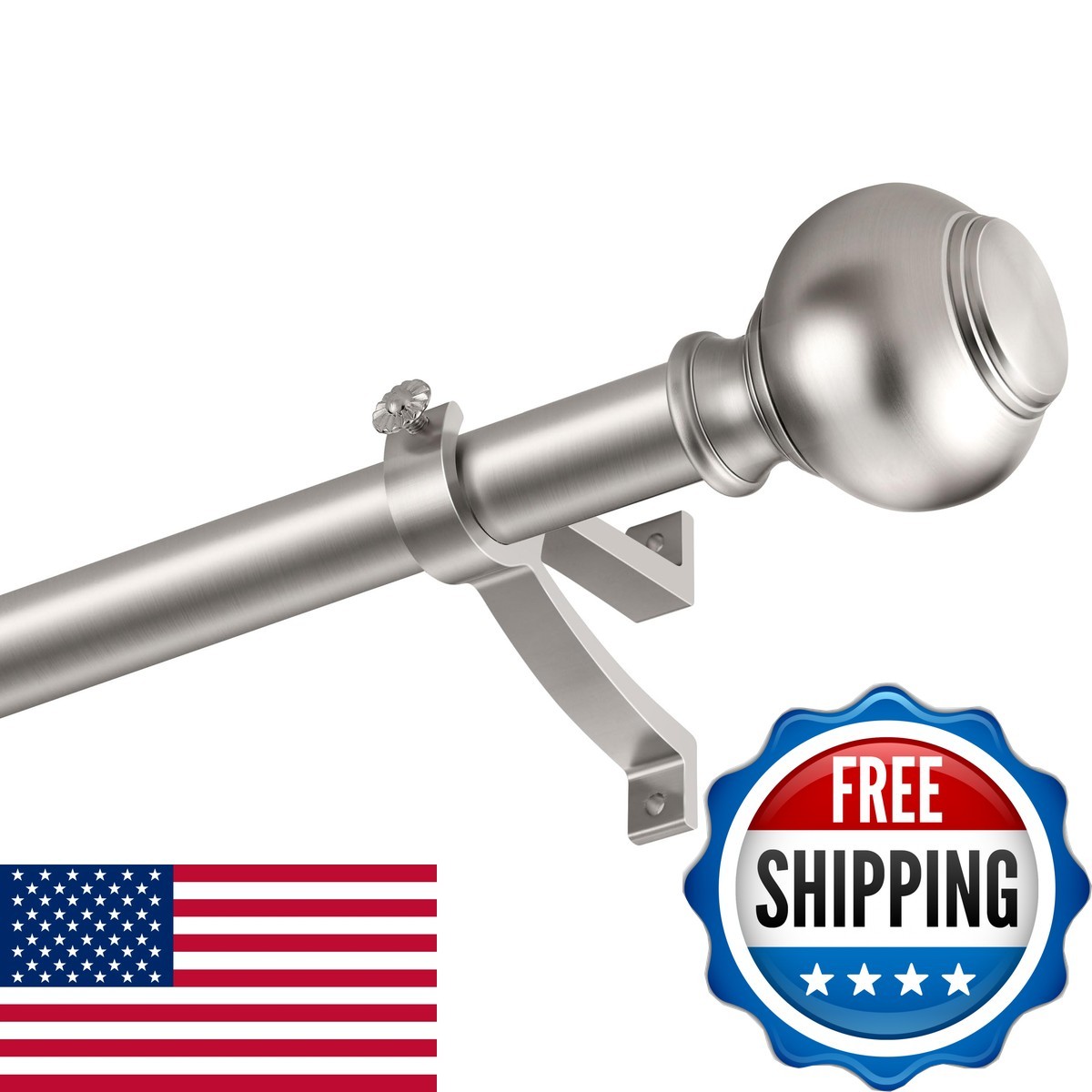 Fumlyate Nickel Brushed Window Curtain Rods 72 To 144 Inch Adjustable Curtain