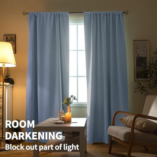 BGment Rod Pocket Baby Blue Room Darkening Curtains for Bedroom – Thermal