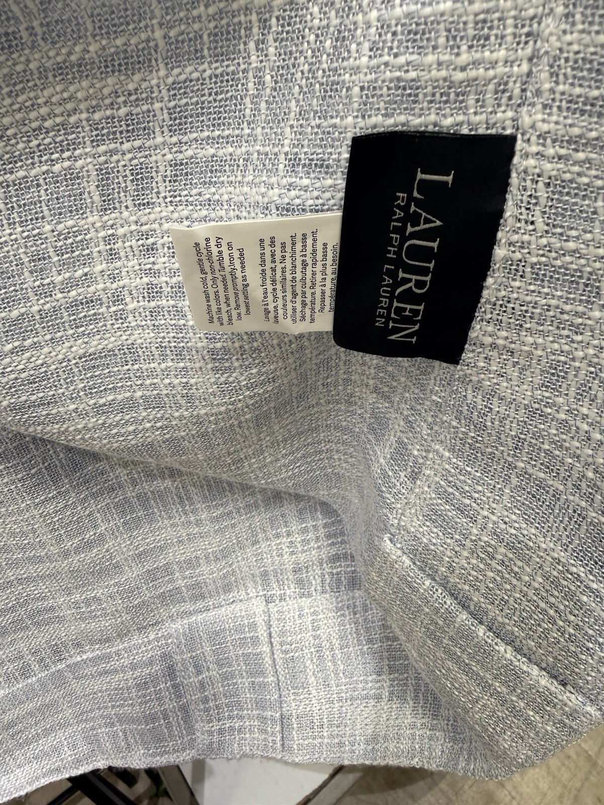 Ralph Lauren Chambray Light Blue 2 Back Tab Rod Pocket Panels 96” Poly ~New~