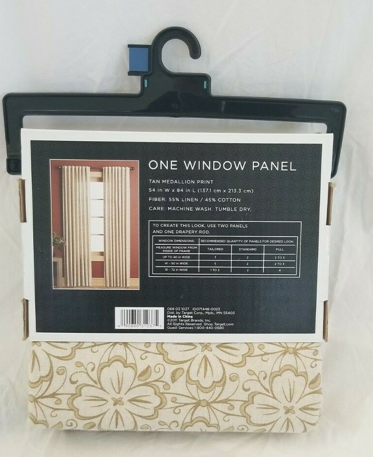 2 Home Tan Medallion Print Window Panels (1 pair) 108″ x 84″ NIP