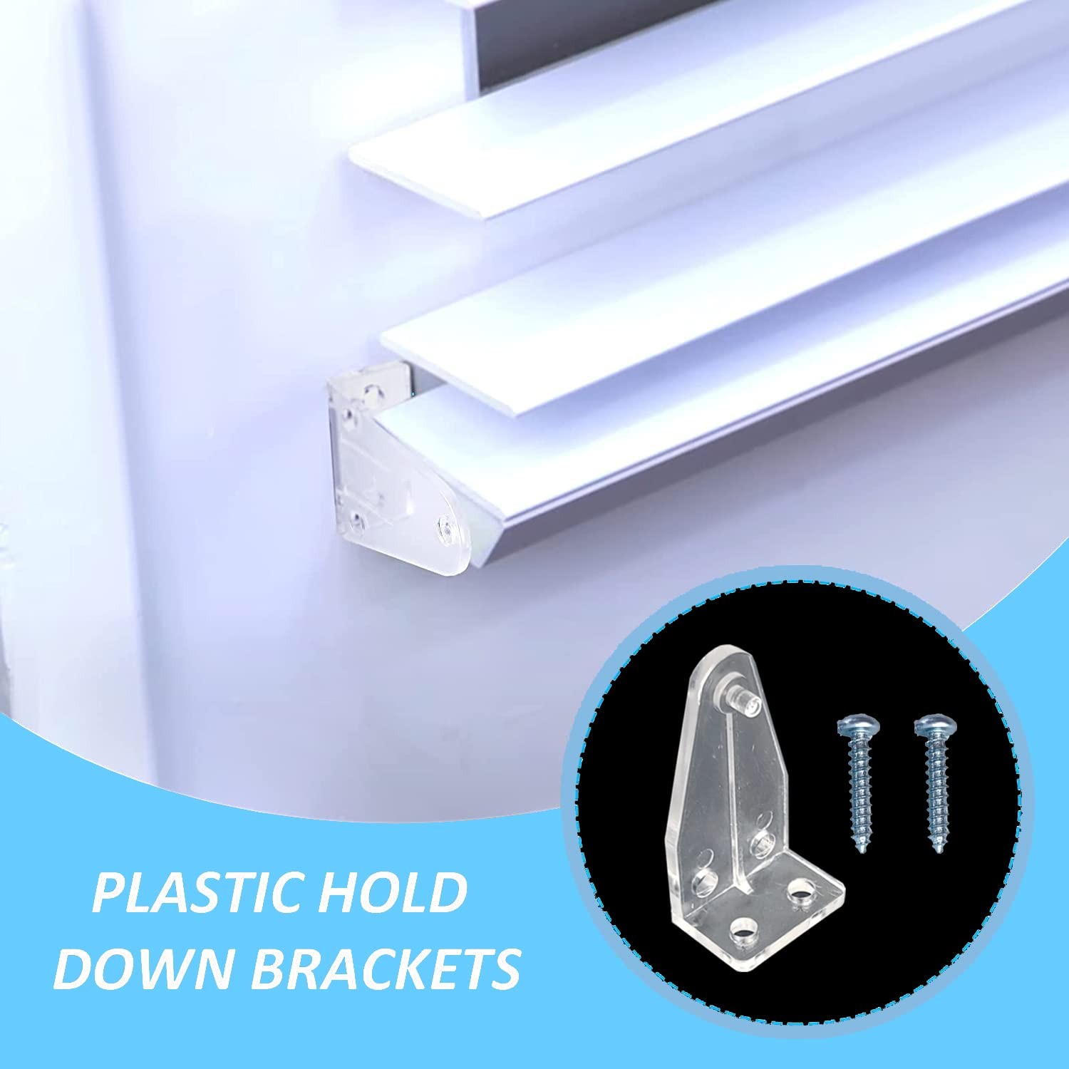 Kowibcl 10 PCS Window Blinds Hold Down Brackets 2 inch 2 inch, Transparent
