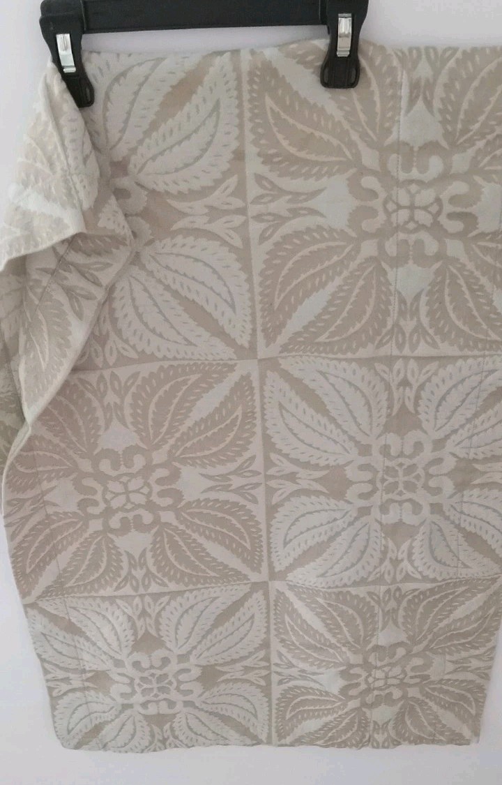 Martha Stewart Cotton Brocade Curtain Valance Tan/Slate Blue 56”x18”