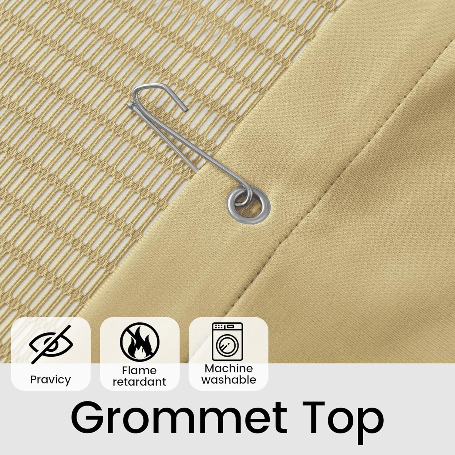 Flame Retardant Hospital Curtains, Beige Grommet Cubicle Privacy Panel 12x8ft