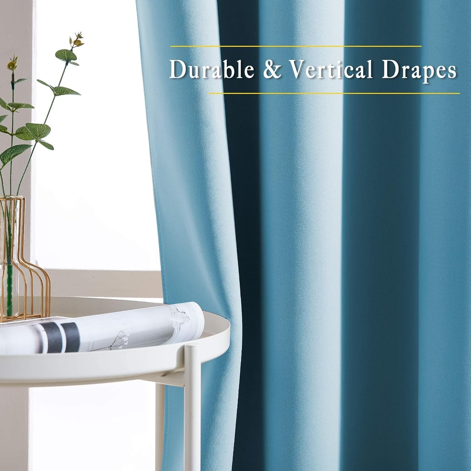 Room Darkening Curtain Panels – 52 inches W x 120 inches L, Teal Blue, 2 Pane…
