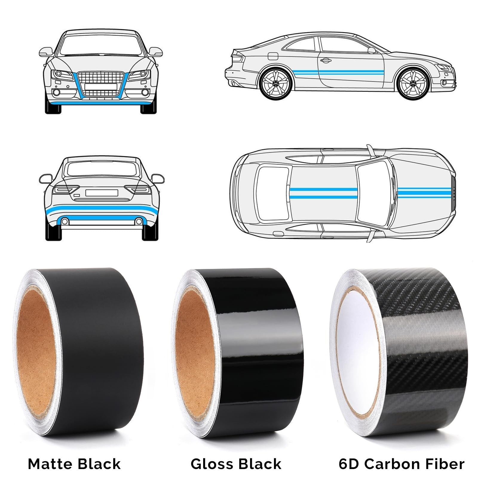2in x 30ft Gloss Black Vinyl Wrap Chrome Delete Film w/ Tool Kit Air Release New