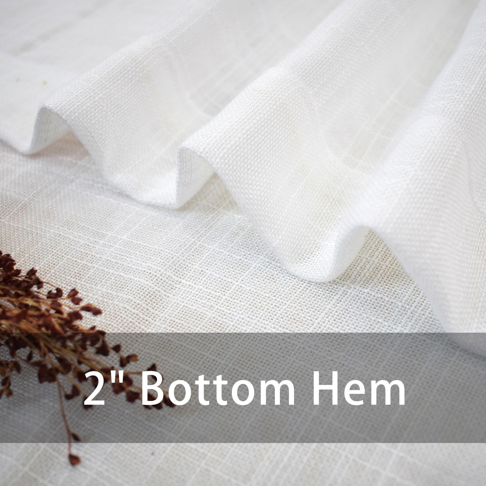 White Sheer Linen Textured Curtains 52×80 inches 2 Panels Grommet Top 80 in