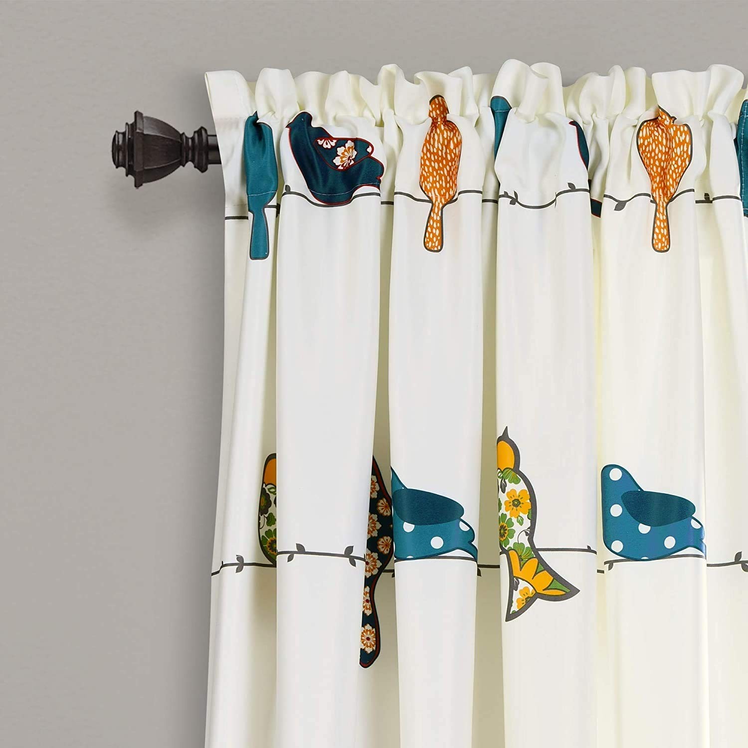 Lush Decor Rowley Birds Curtains Room Darkening Window Panel Set for Living,