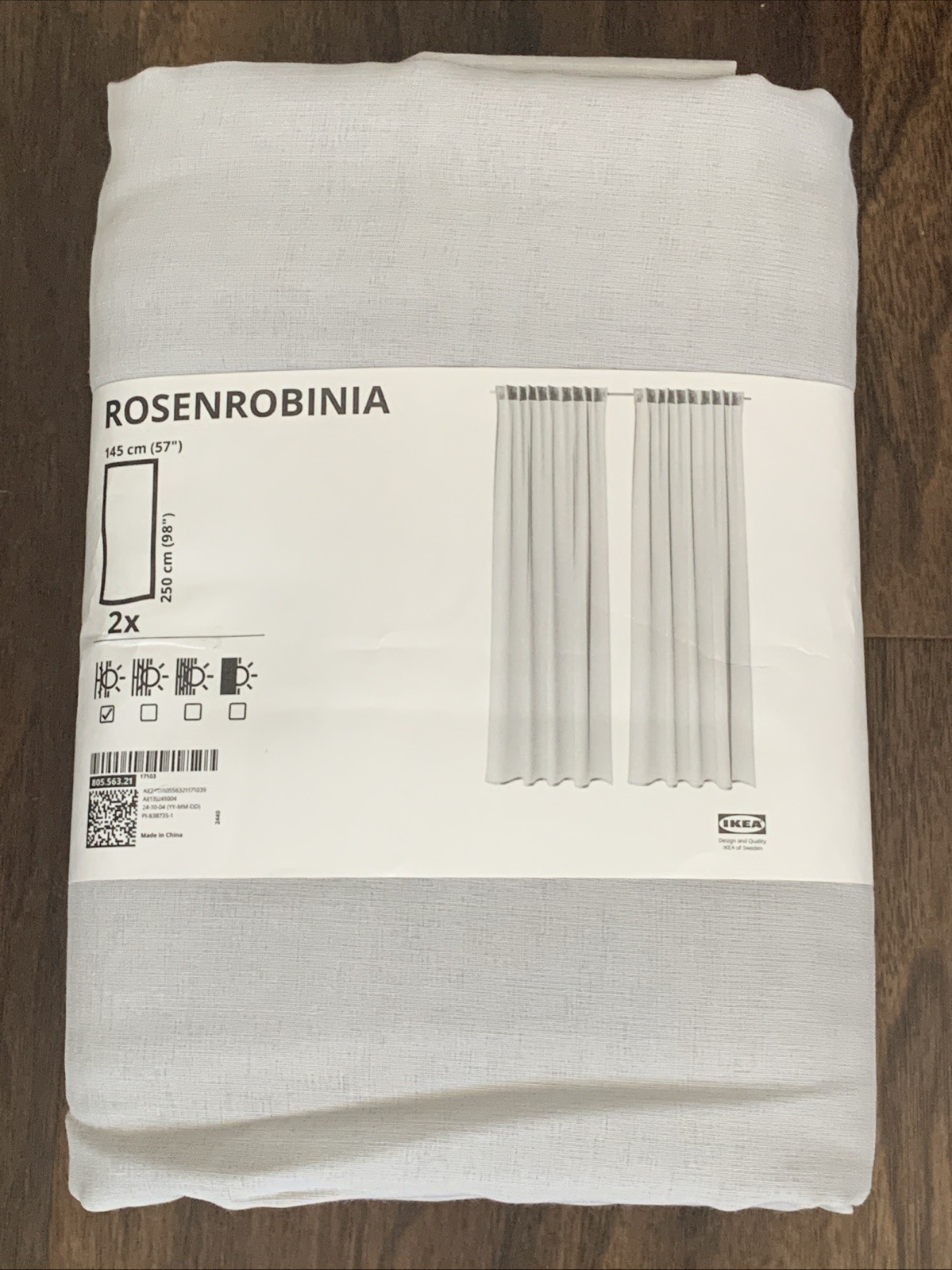 IKEA Sheer Curtains 1 Pair Light Gray 57X98” ROSENROBINIA Discontinued New