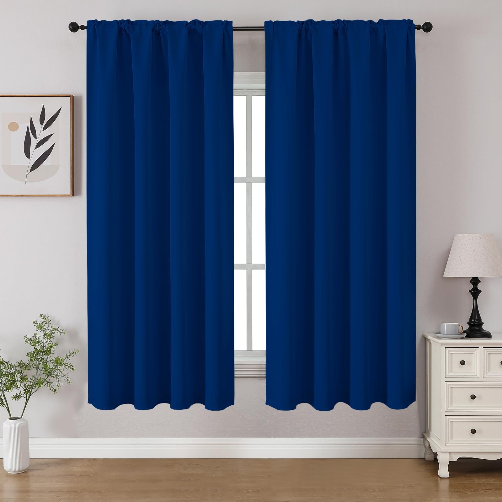 Royal Blue Blackout Curtains 52X54 Inch Pack Of 2 Energy Saving Privacy Drapes