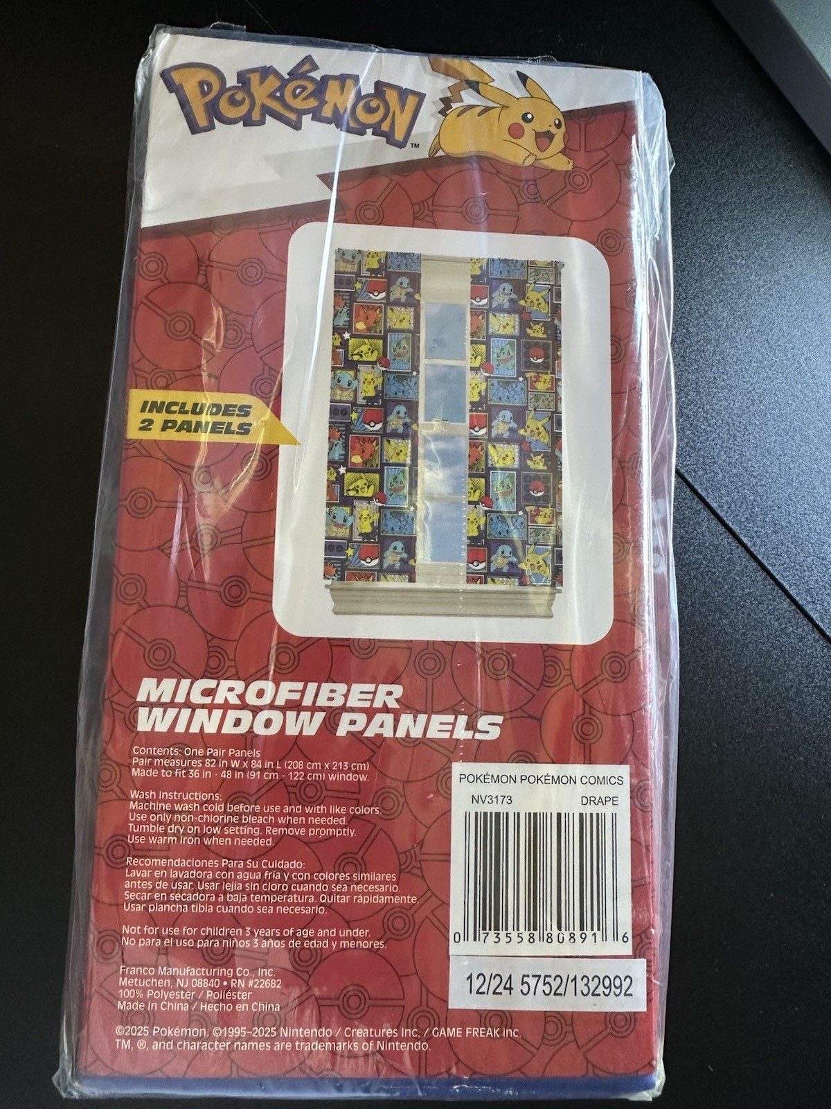 Pokémon Microfiber Comics Design Window Panels Set of 2 Kids 82x84in